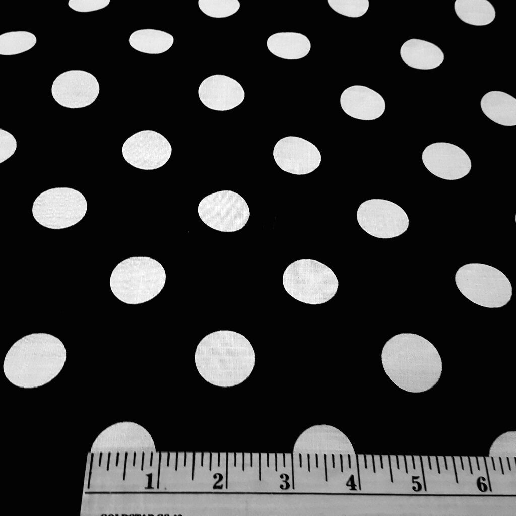 ONE INCH POLKA DOT WHITE ON BLACK