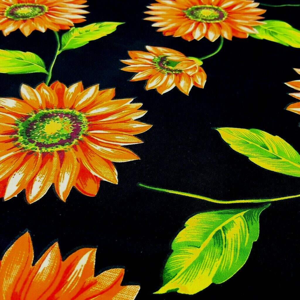 LARGE SUNFLOWER PRINT ON BLACK