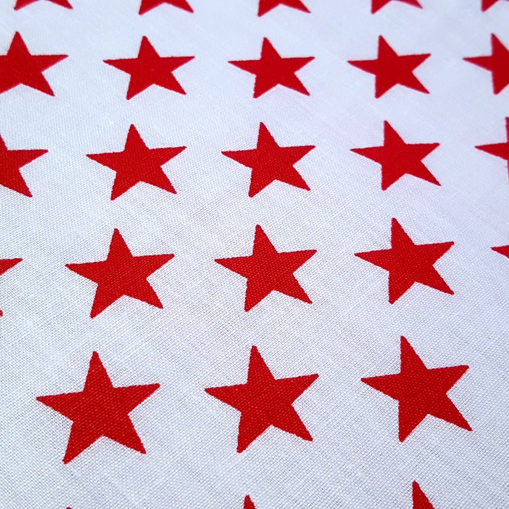 STAR SPANGLED POLYCOTTON RED ON WHITE