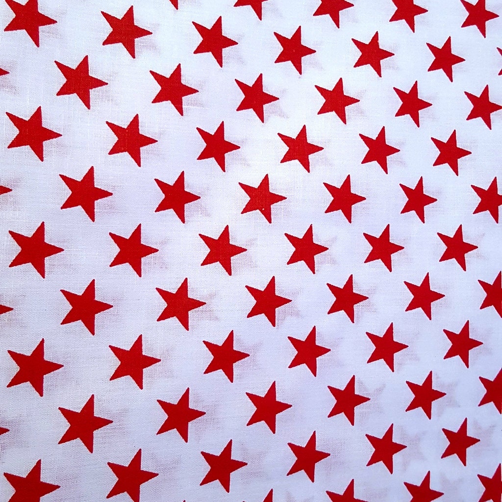 STAR SPANGLED POLYCOTTON RED ON WHITE