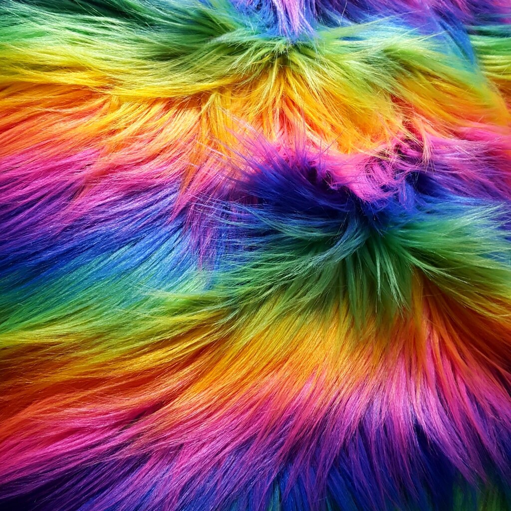 RAINBOW STRIPE LONG PILE FAUX FUR