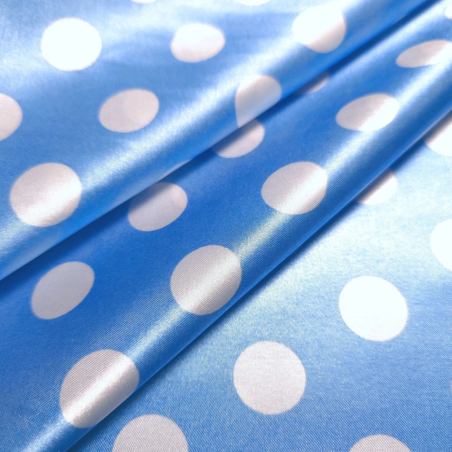 TURQUOISE BLUE WHITE POLKA DOT SATIN SPRING EASTER CRAFT
