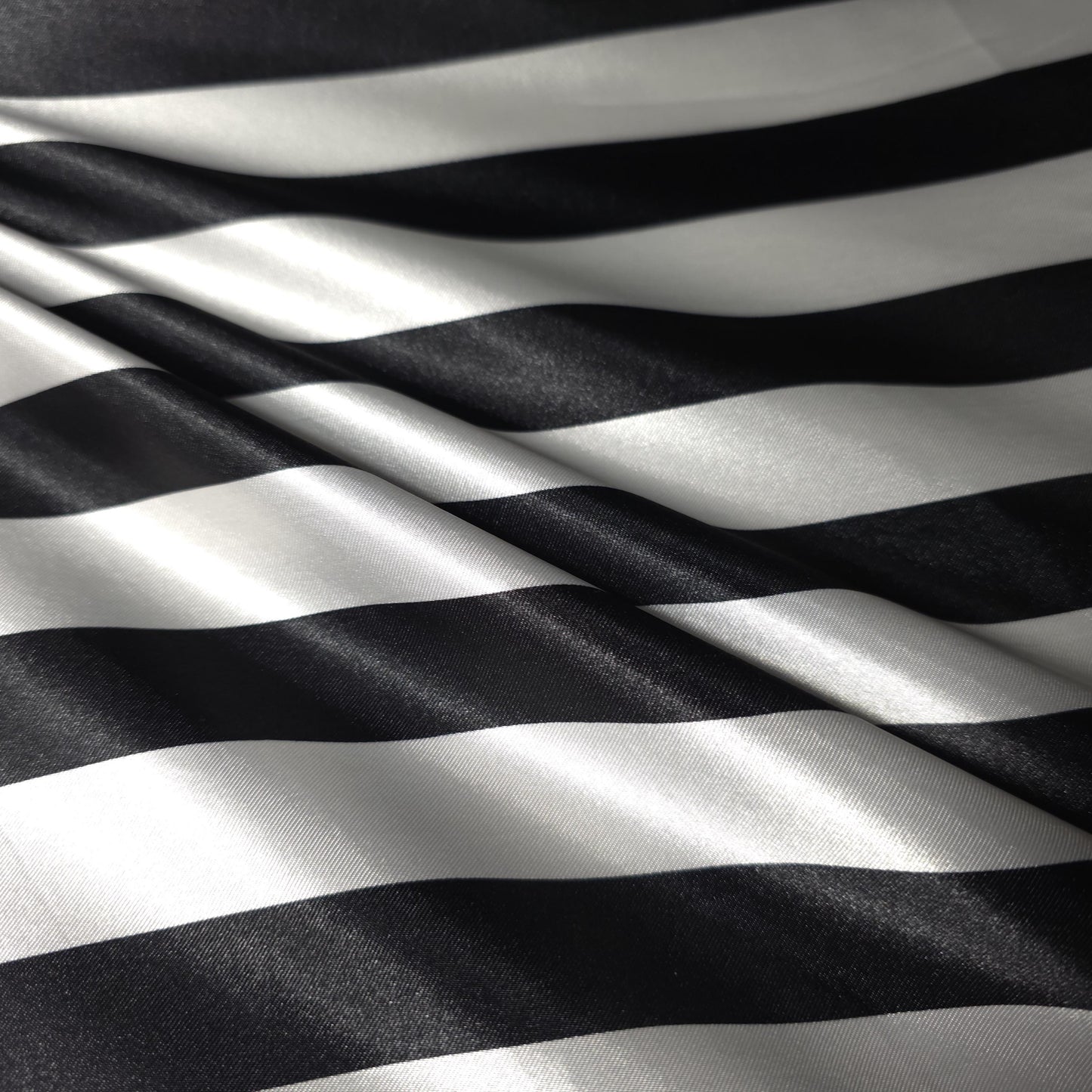ONE INCH STRIPE SATIN BLACK WHITE
