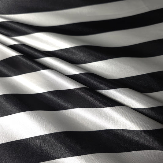 ONE INCH STRIPE SATIN BLACK WHITE