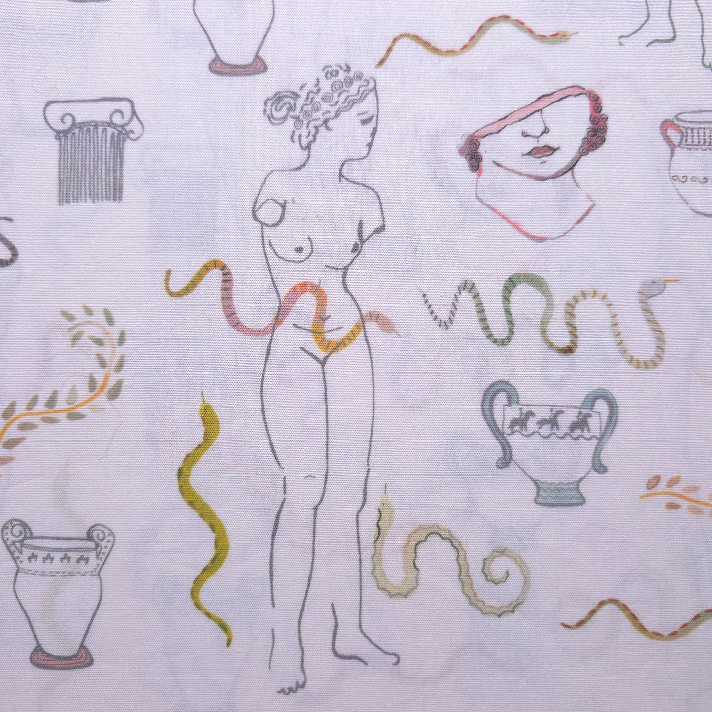 GREEK ROMAN MUSE CREAM COTTON POLYESTER FABRIC