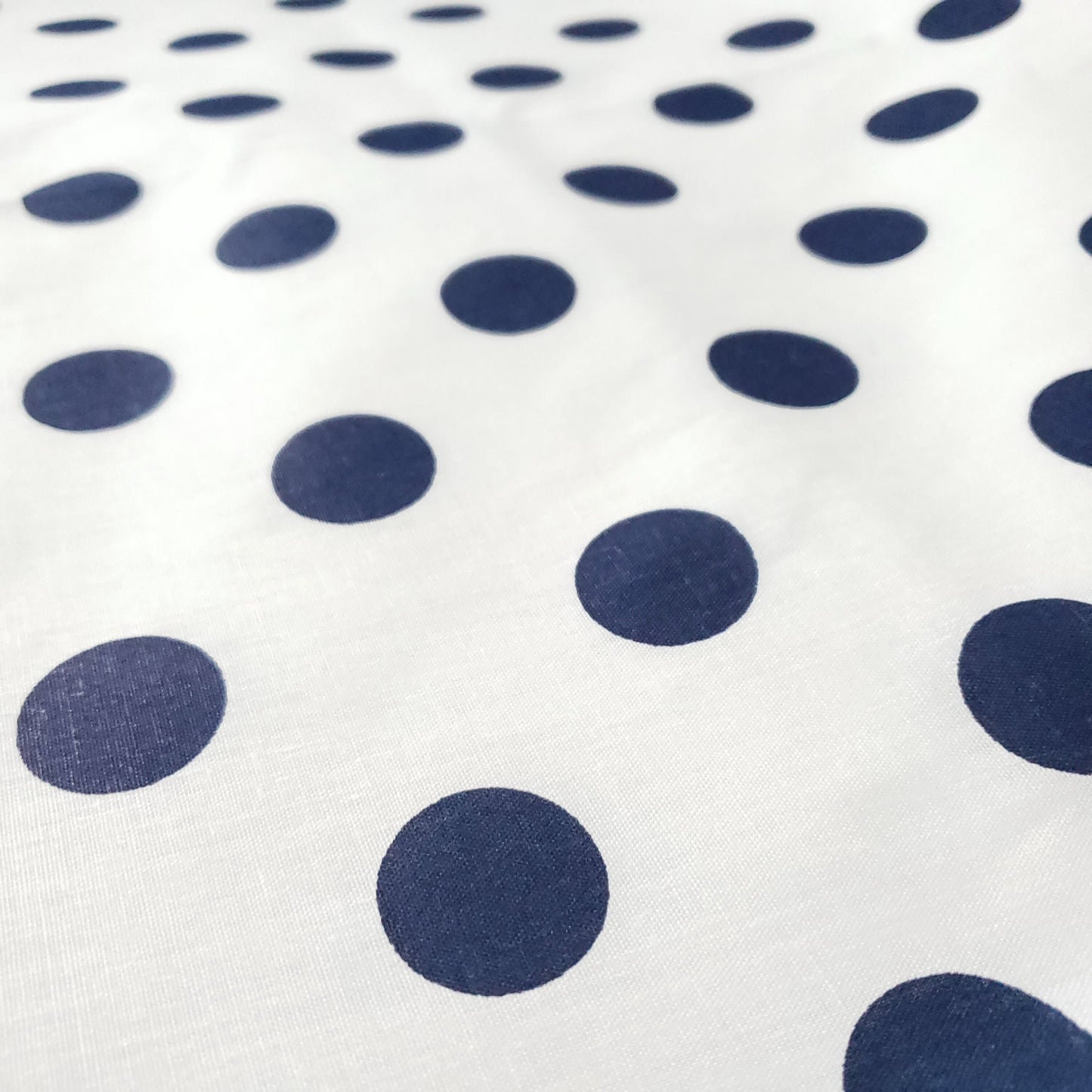 ONE INCH POLKA DOT NAVY ON WHTIE