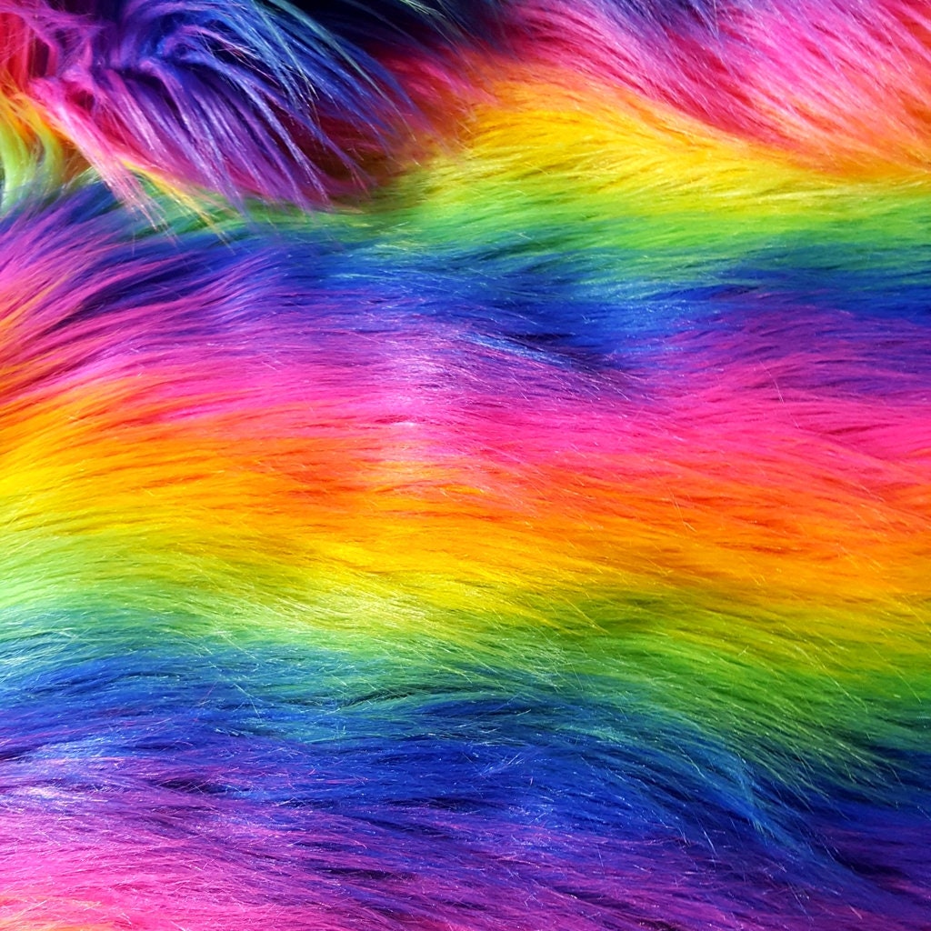 RAINBOW STRIPE LONG PILE FAUX FUR