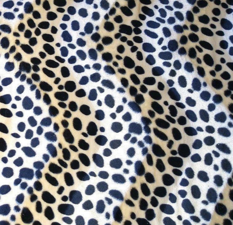 VELBOA FAUX FAKE FUR DALMATIAN WAVE ANIMAL PRINT SHORT PILE BLACK TAN