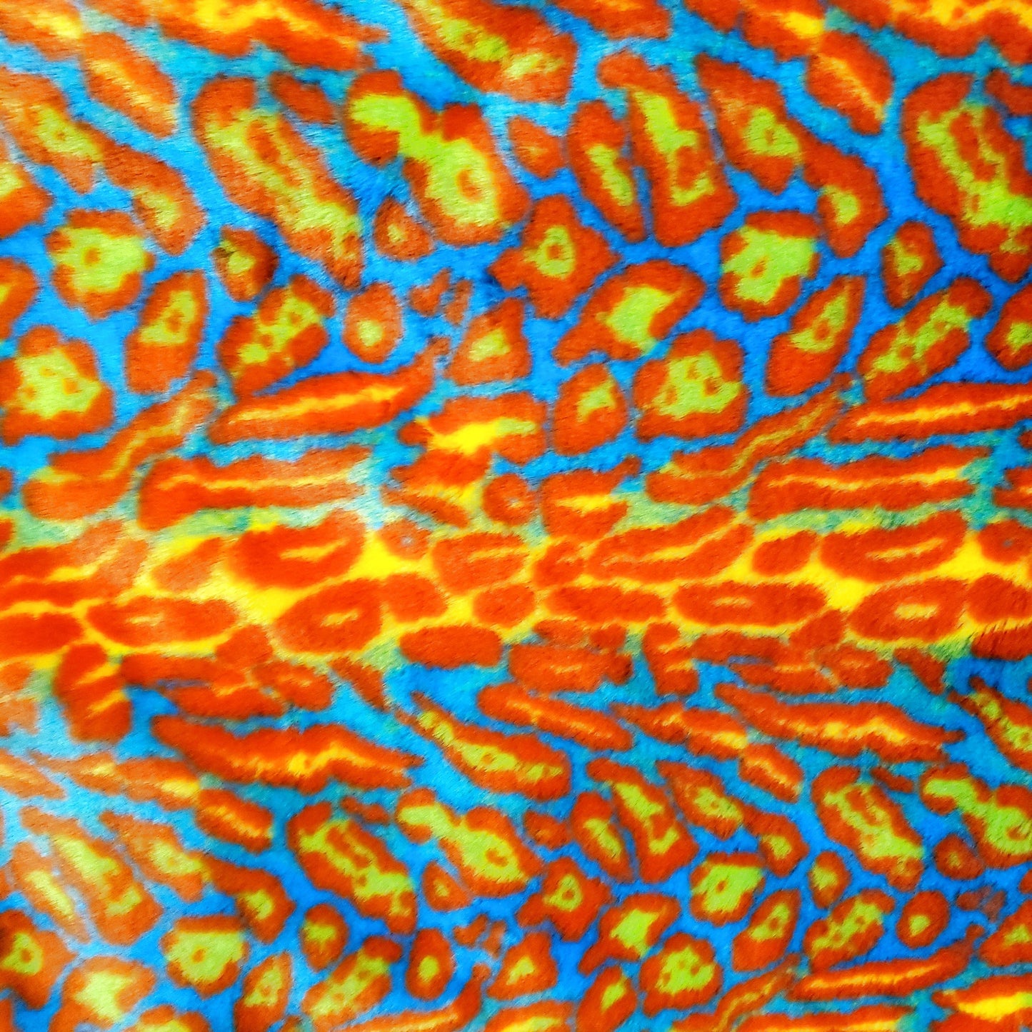 LEOPARD FUN FUR ORANGE BLUE LAVA