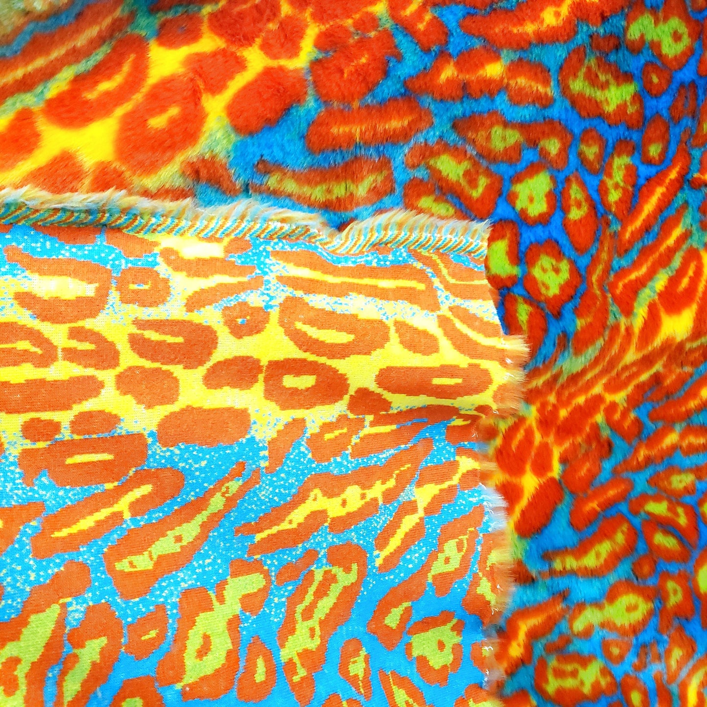 LEOPARD FUN FUR ORANGE BLUE LAVA