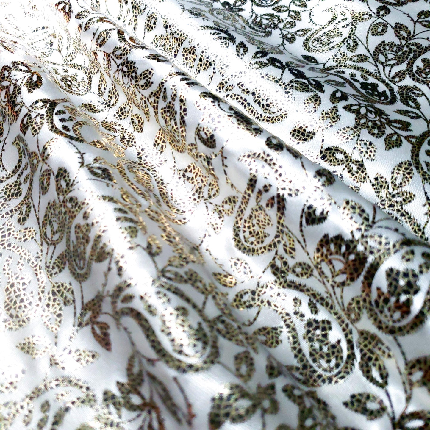 GOLD WHITE METALLIC GLOSS SATIN