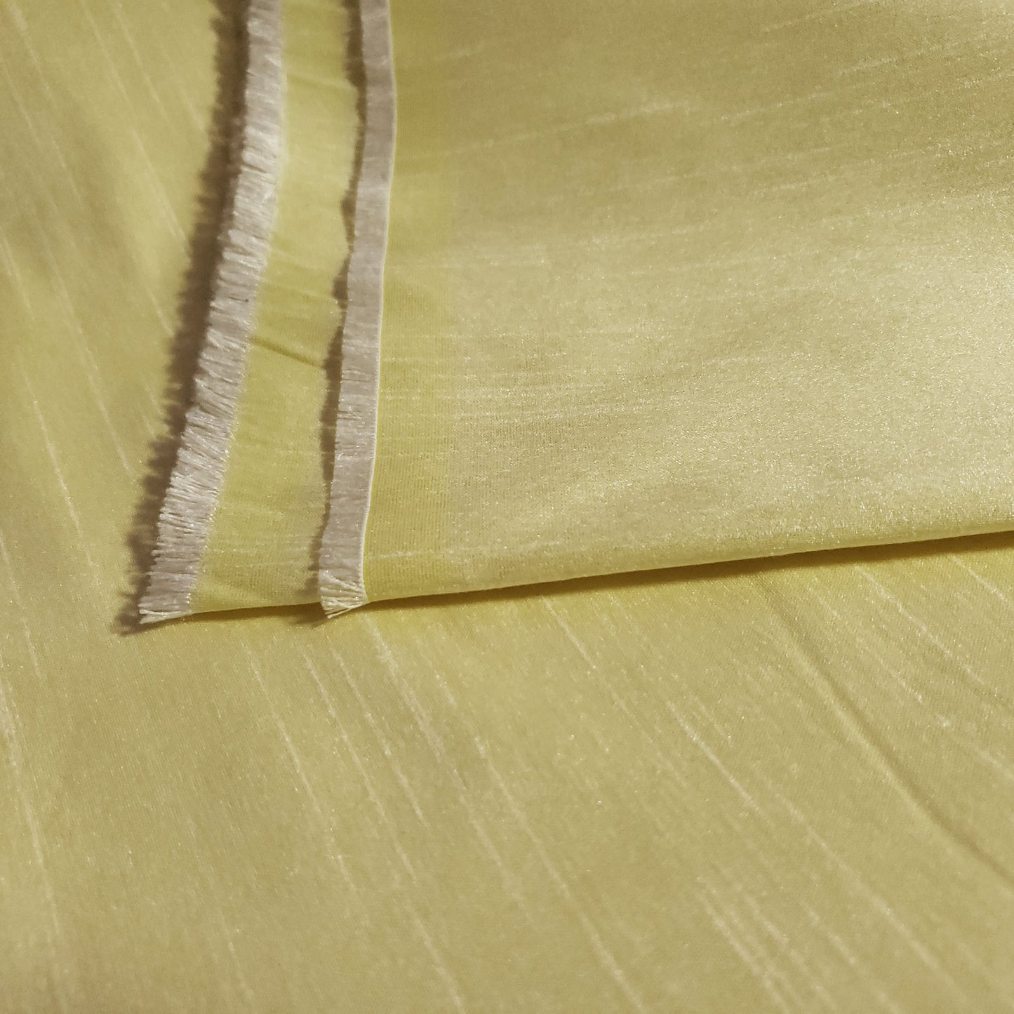 YELLOW FROSTED LEMON FAUX SILK DUPIONI 58"
