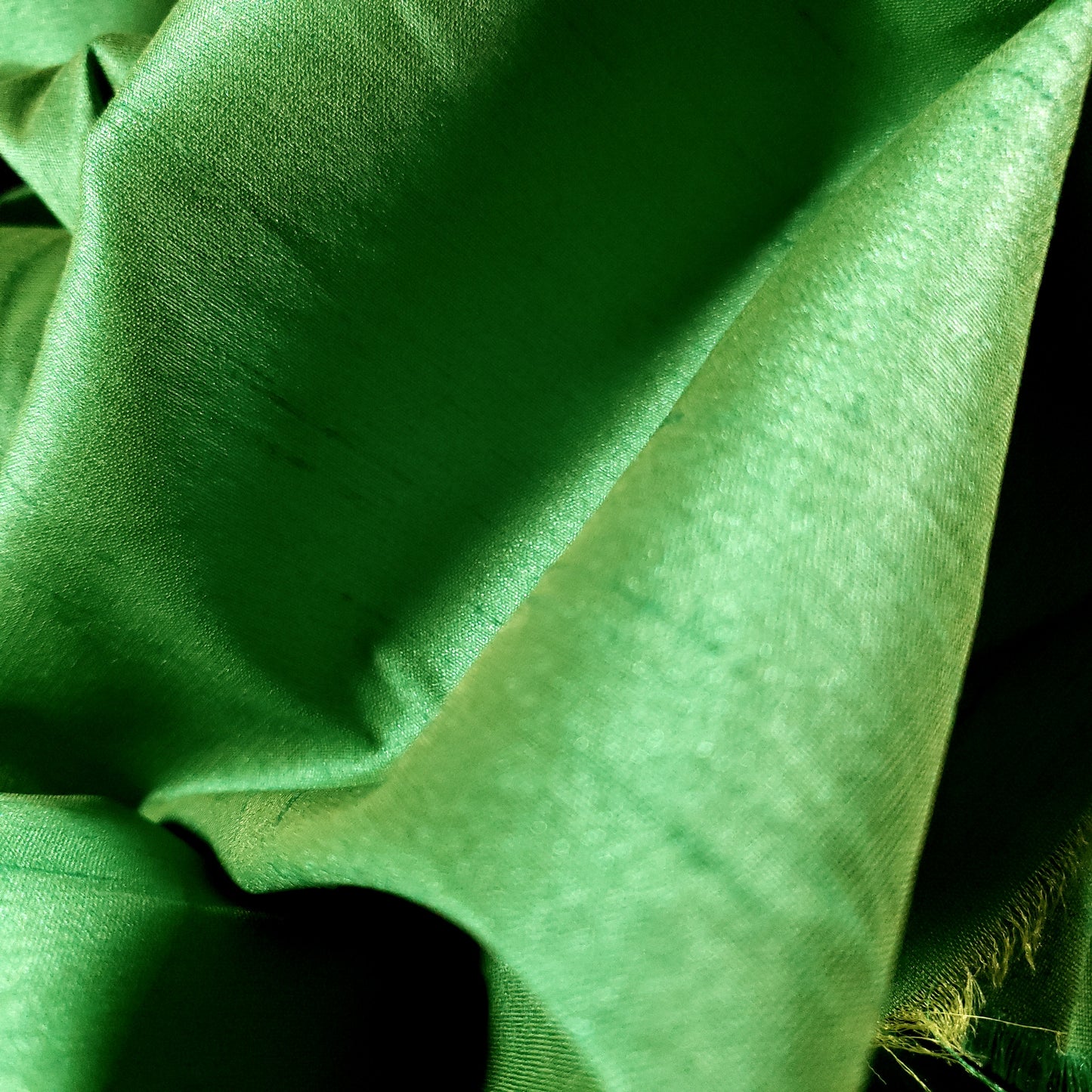 GREEN LIME YELLOW FAUX SILK DUPIONI