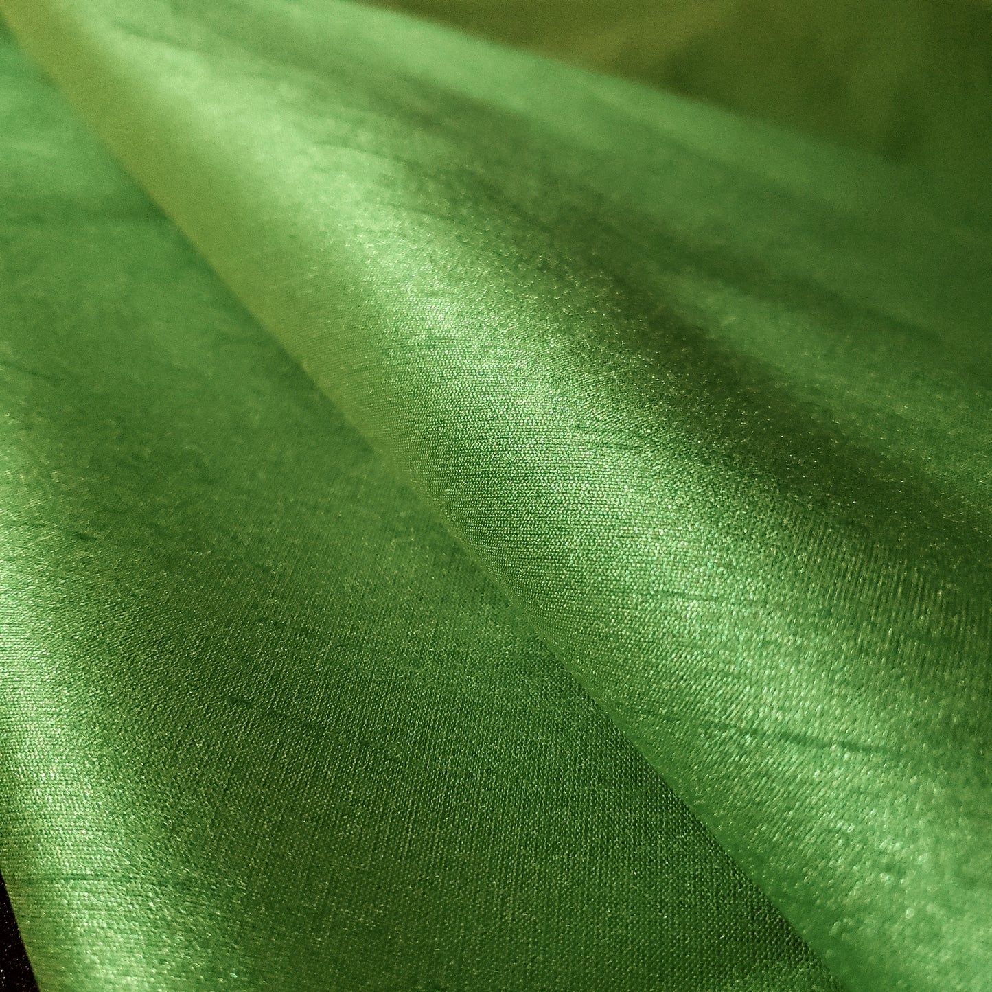 GREEN LIME YELLOW FAUX SILK DUPIONI