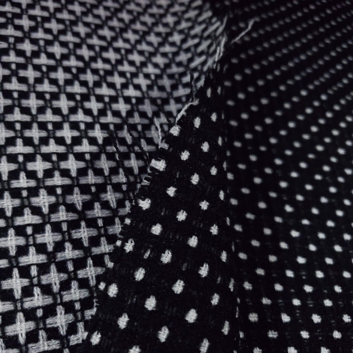 BLACK WHITE SWISS DOT TWEED FABRIC 58" BY THE SMAL POLKA DOT FASHION FABRIC