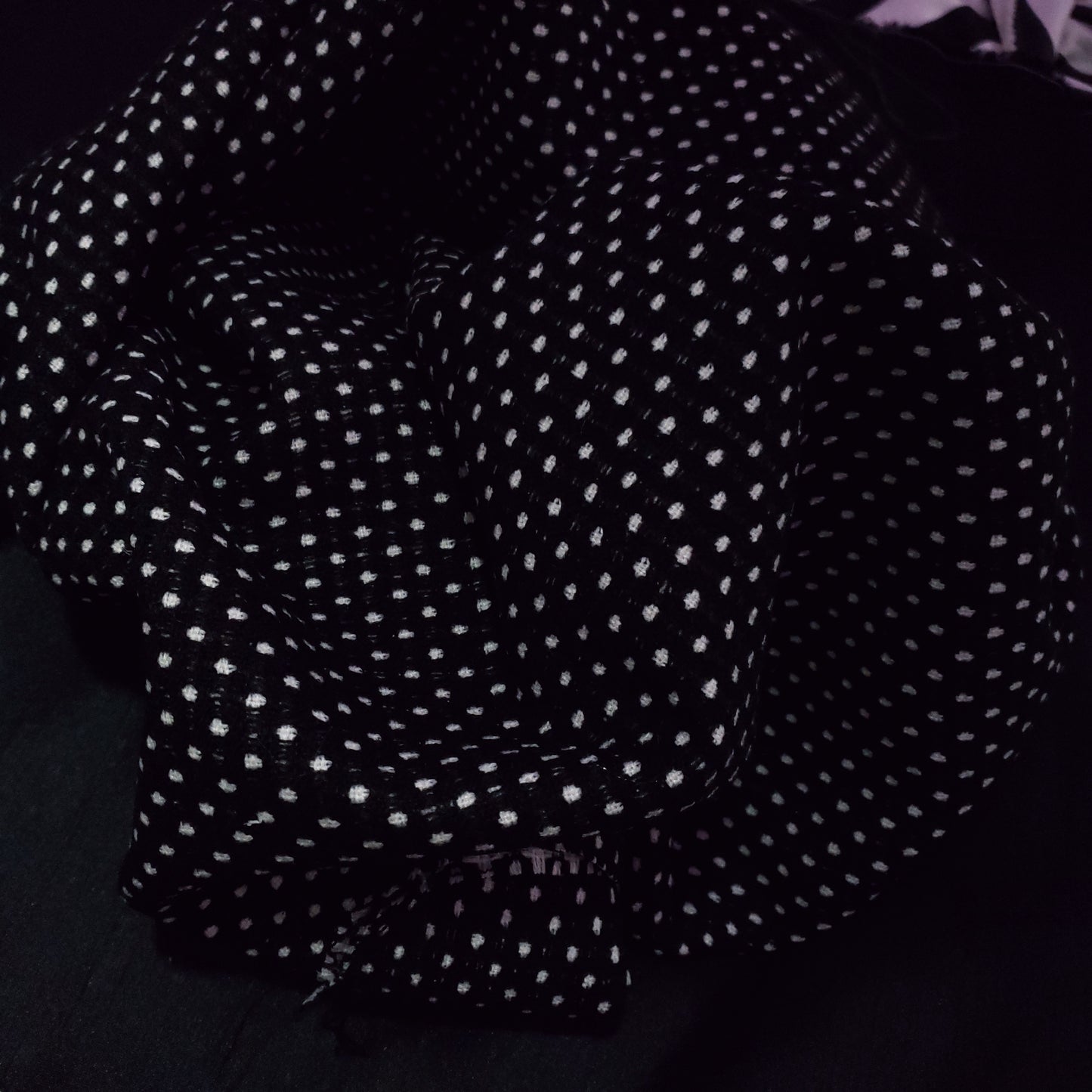 BLACK WHITE SWISS DOT TWEED FABRIC 58" BY THE SMAL POLKA DOT FASHION FABRIC