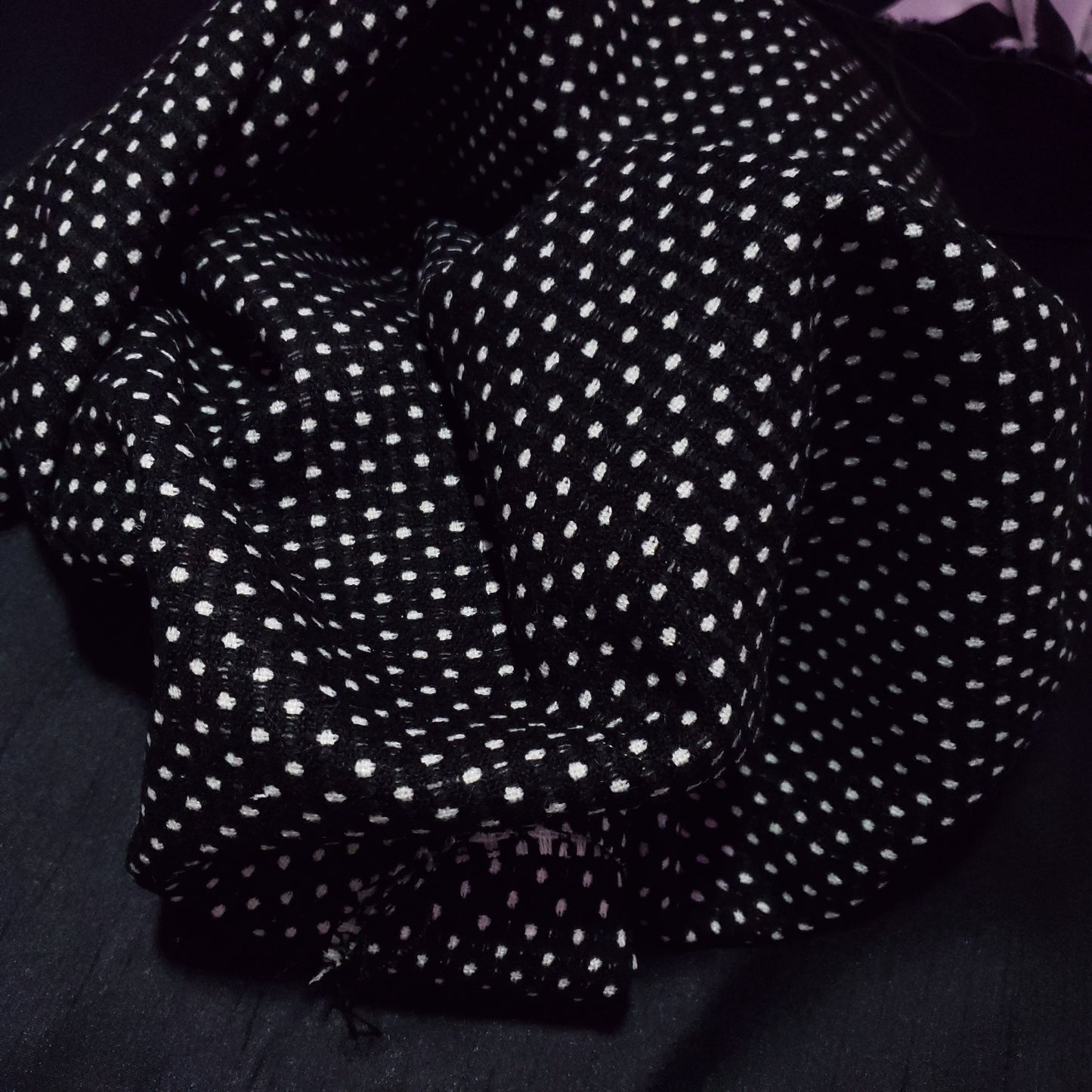 BLACK WHITE SWISS DOT TWEED FABRIC 58" BY THE SMAL POLKA DOT FASHION FABRIC