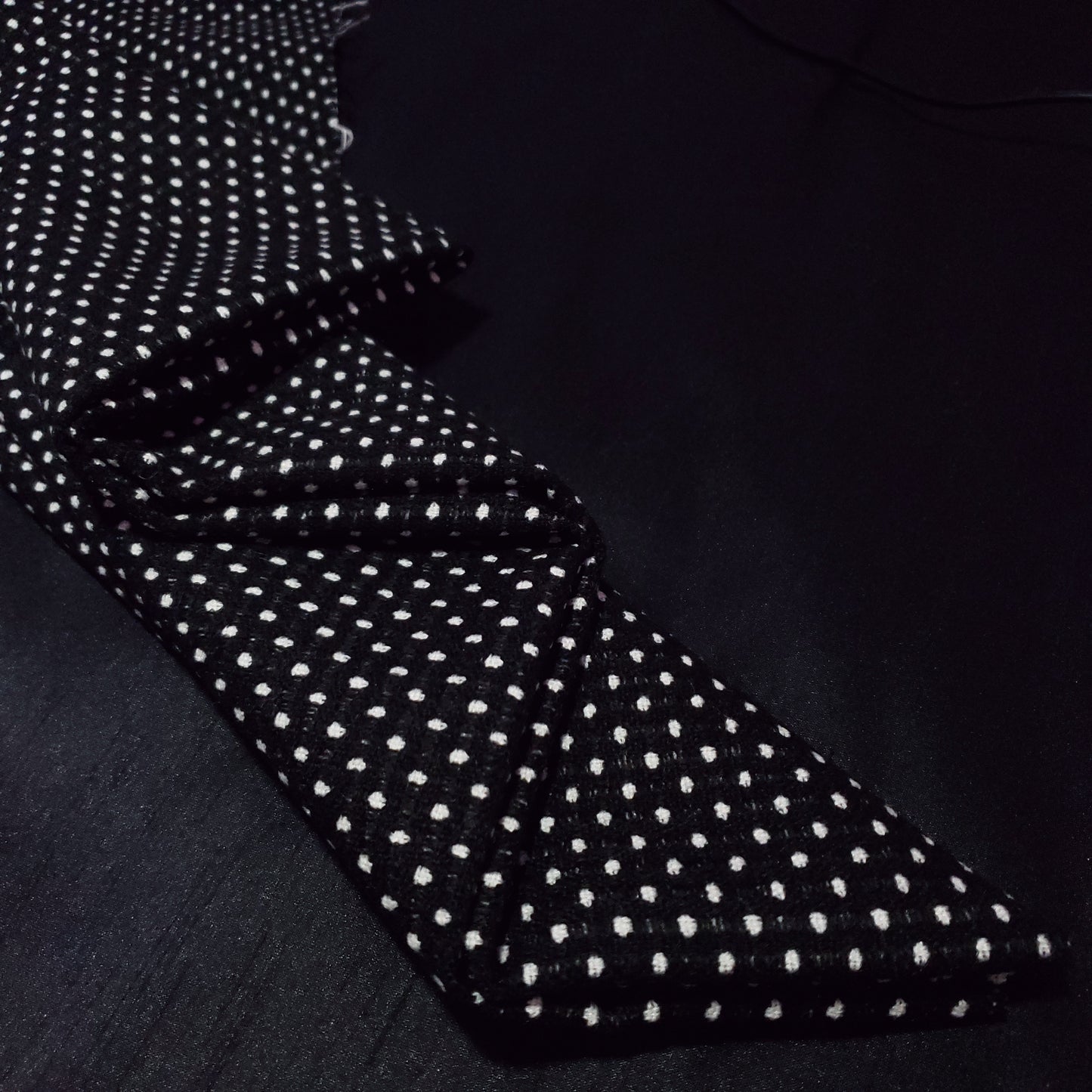 BLACK WHITE SWISS DOT TWEED FABRIC 58" BY THE SMAL POLKA DOT FASHION FABRIC