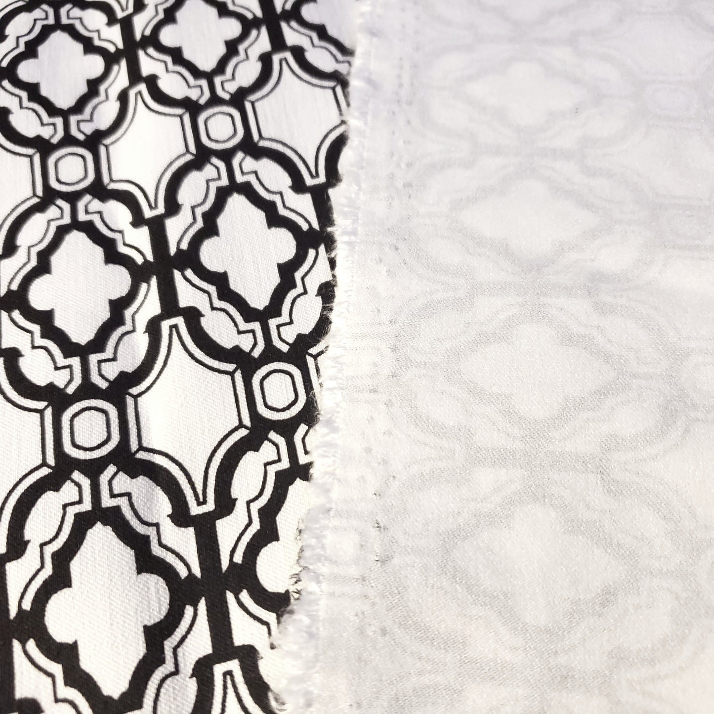 BLACK WHITE GEOMETRIC PRINT LATTICE STRETCH COTTON DUCK FABRIC 58" BY THE YARD