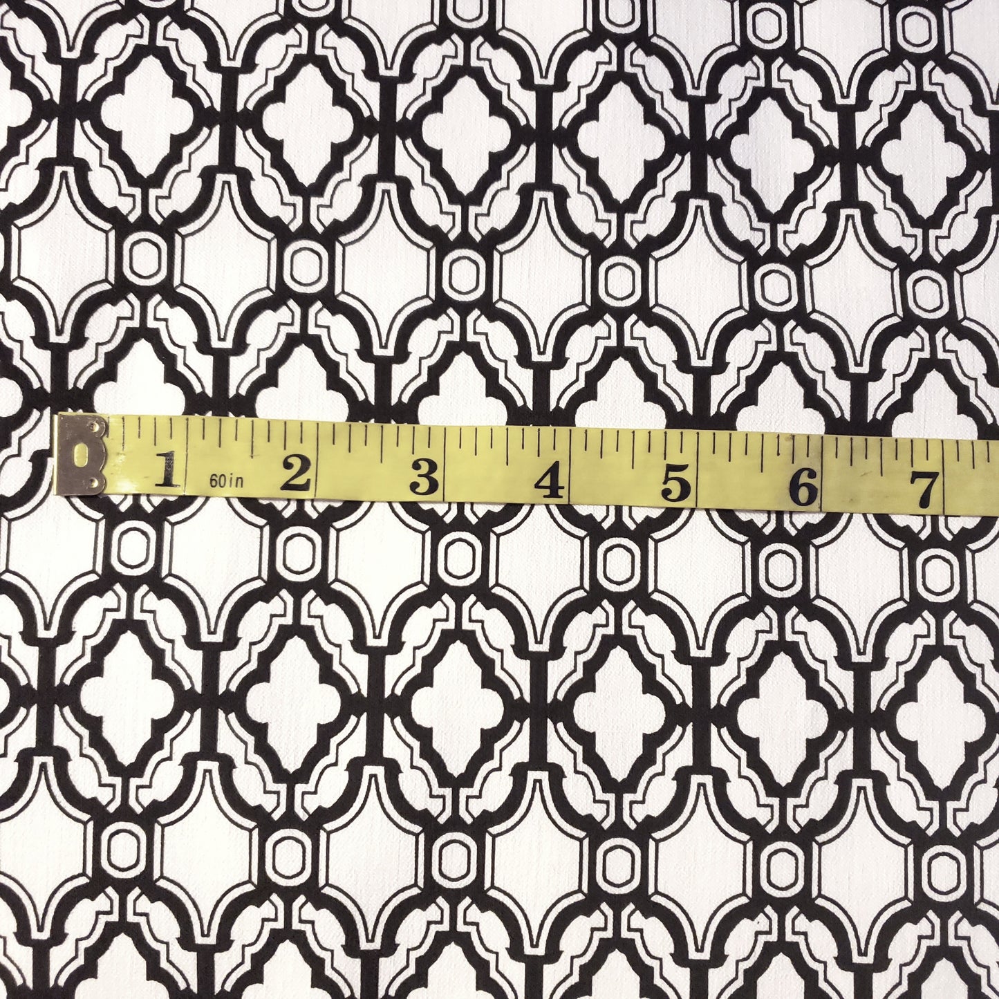 BLACK WHITE GEOMETRIC PRINT LATTICE STRETCH COTTON DUCK FABRIC 58" BY THE YARD