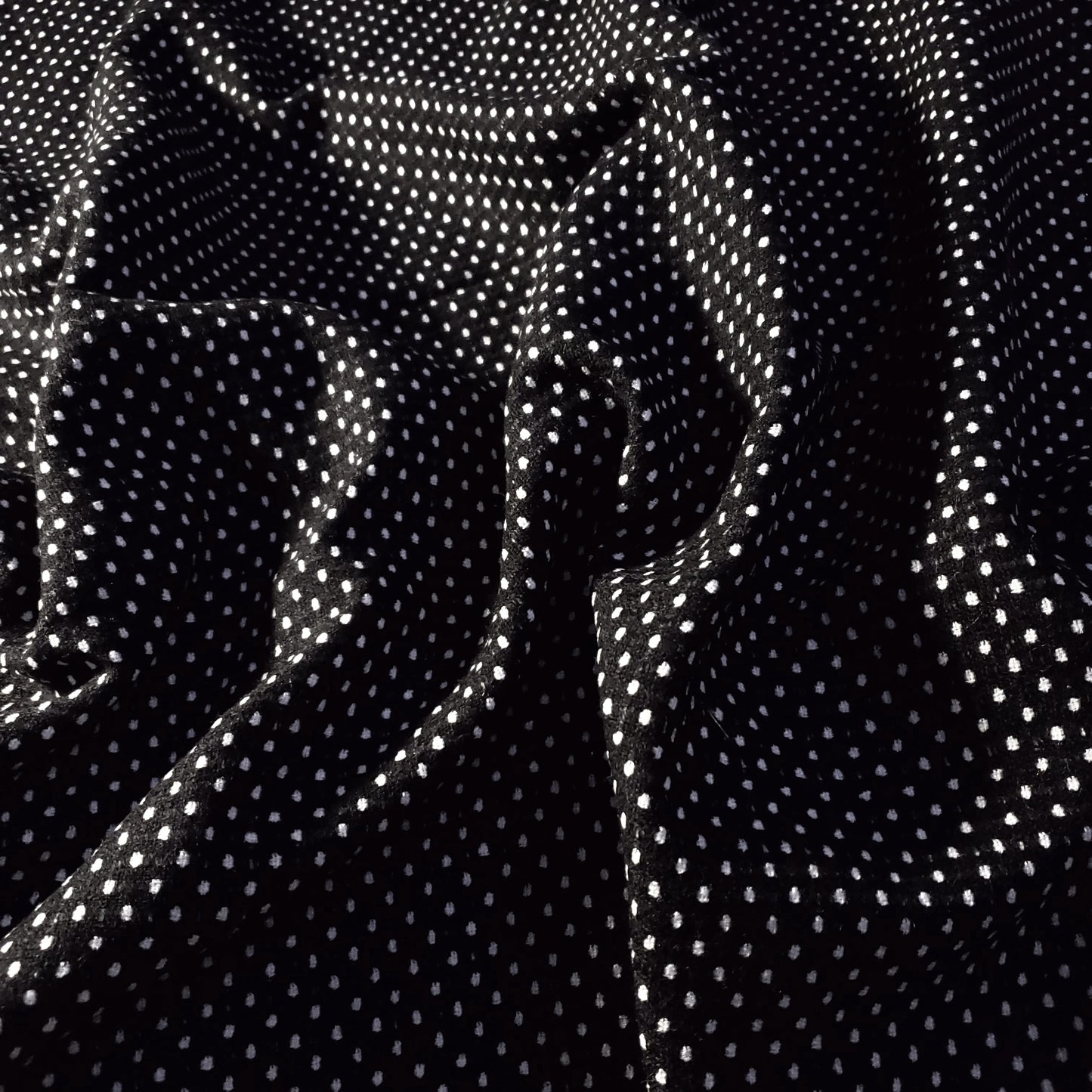 BLACK WHITE SWISS DOT TWEED FABRIC 58" BY THE SMAL POLKA DOT FASHION FABRIC