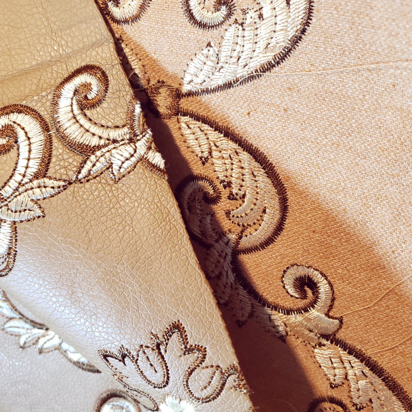 ACANTHUS EMBROIDERED DAMASK FAUX LEATHER