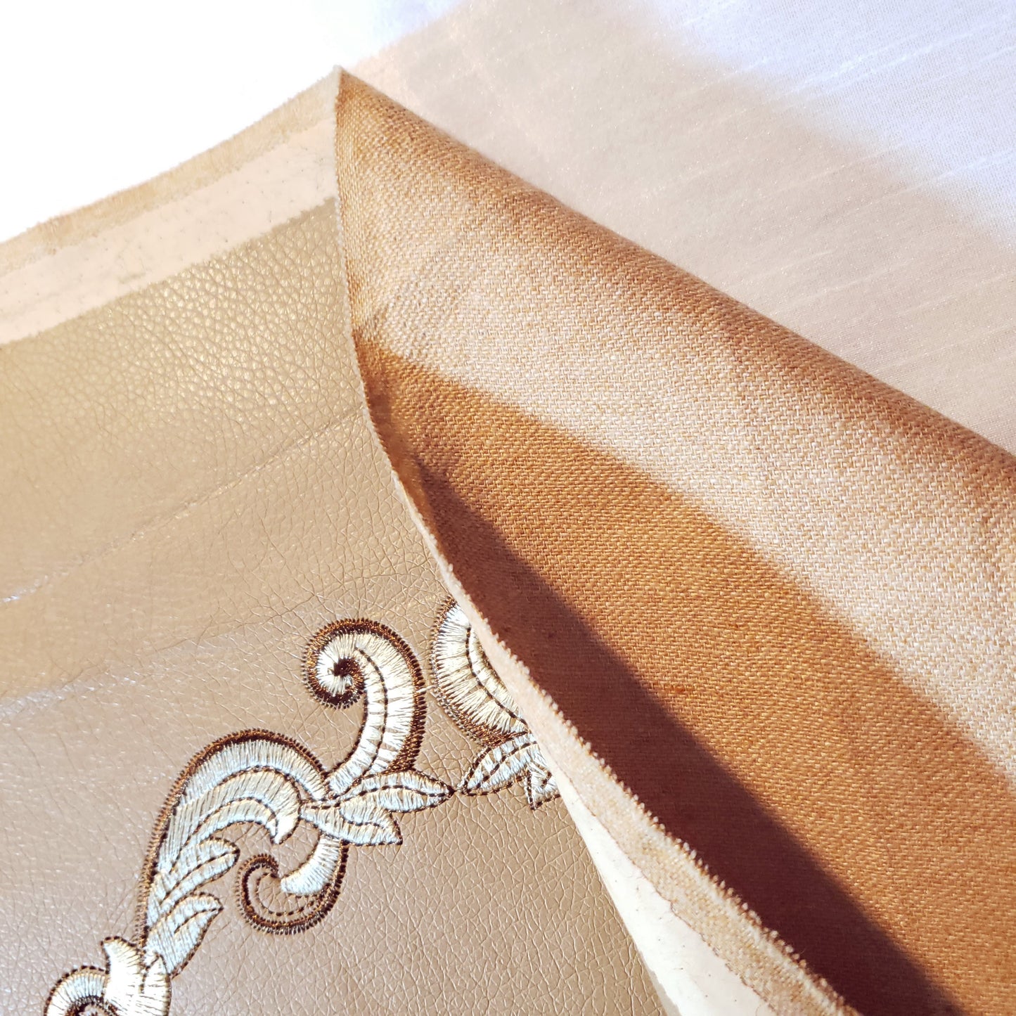 ACANTHUS EMBROIDERED DAMASK FAUX LEATHER