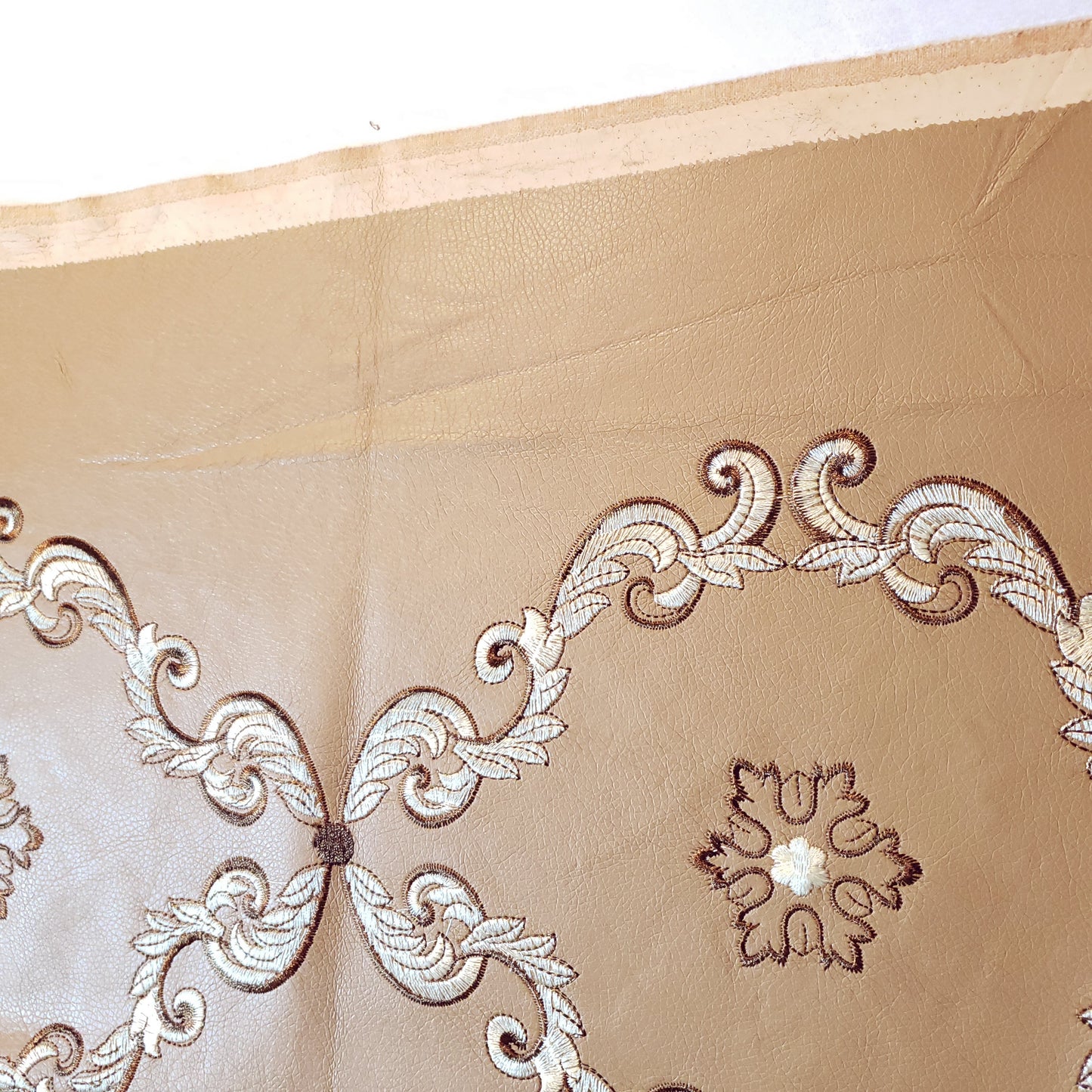 ACANTHUS EMBROIDERED DAMASK FAUX LEATHER