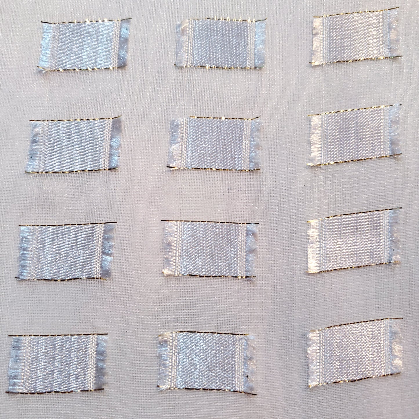 ANGELIC WHITE GILDED GOLD RIBBON VOILE