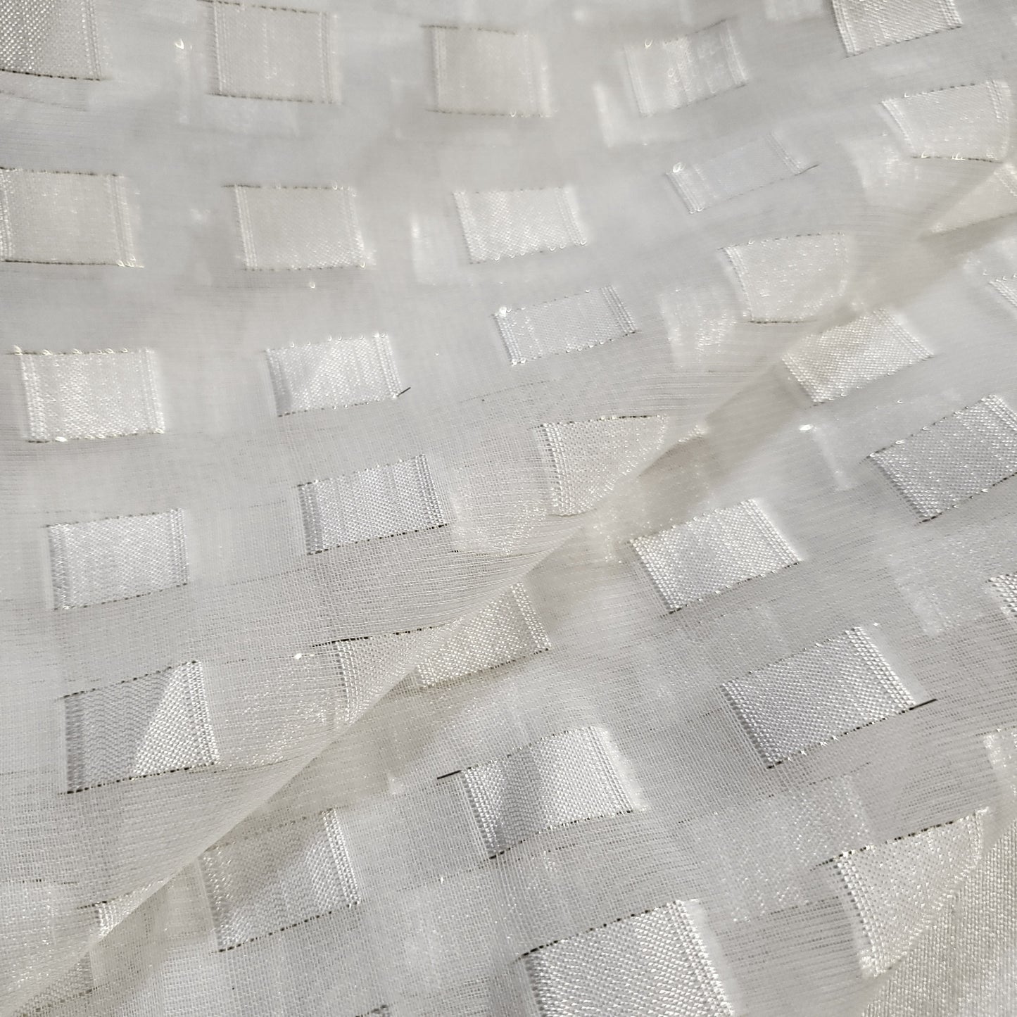 ANGELIC WHITE GILDED GOLD RIBBON VOILE