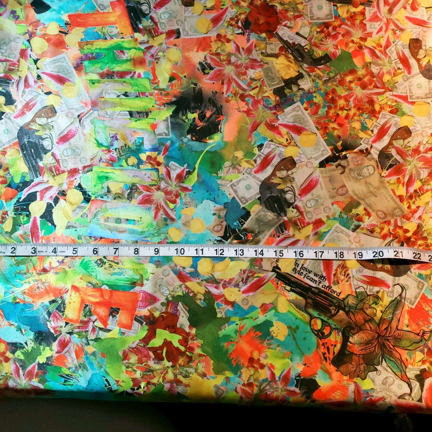 SILK SATIN LOVE GUNS AND FLOWERS COLLAGE