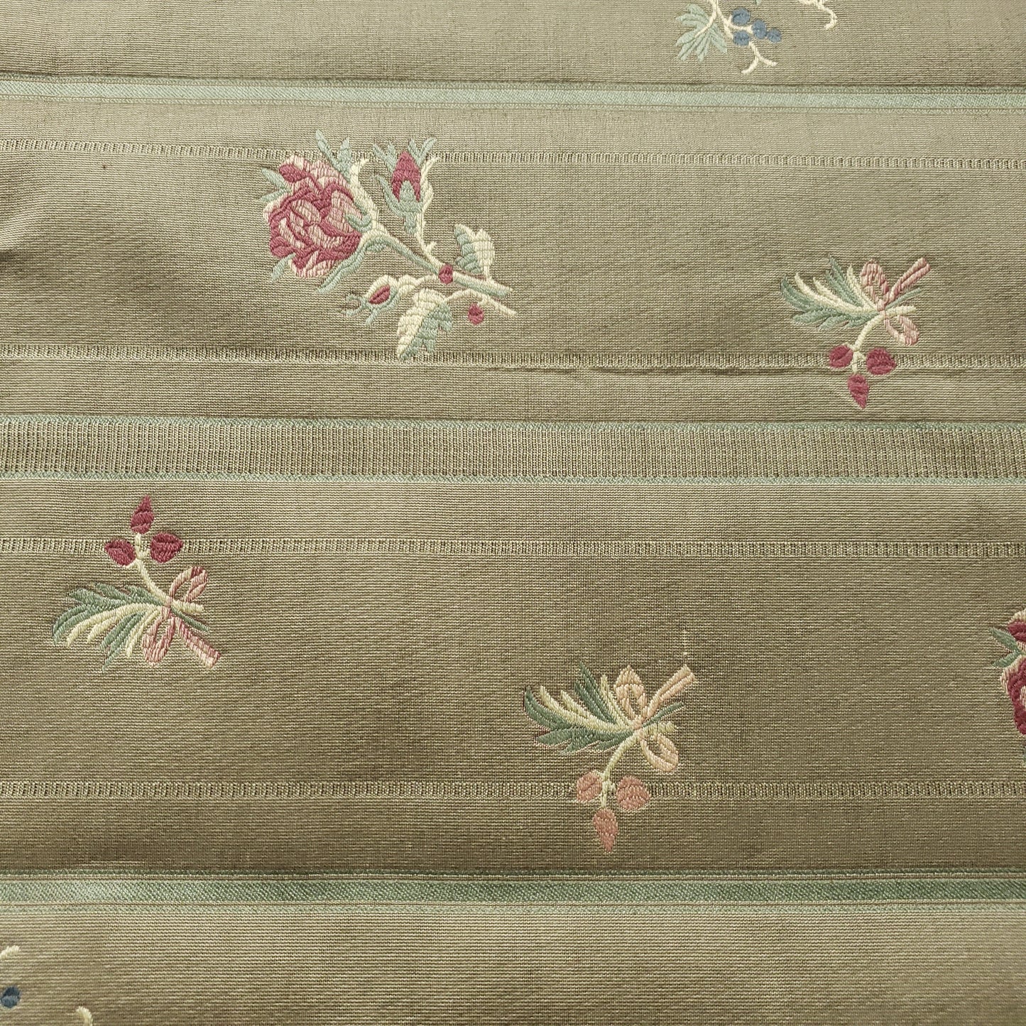 FRENCH FLORAL STRIPE OLIVE BROCADE