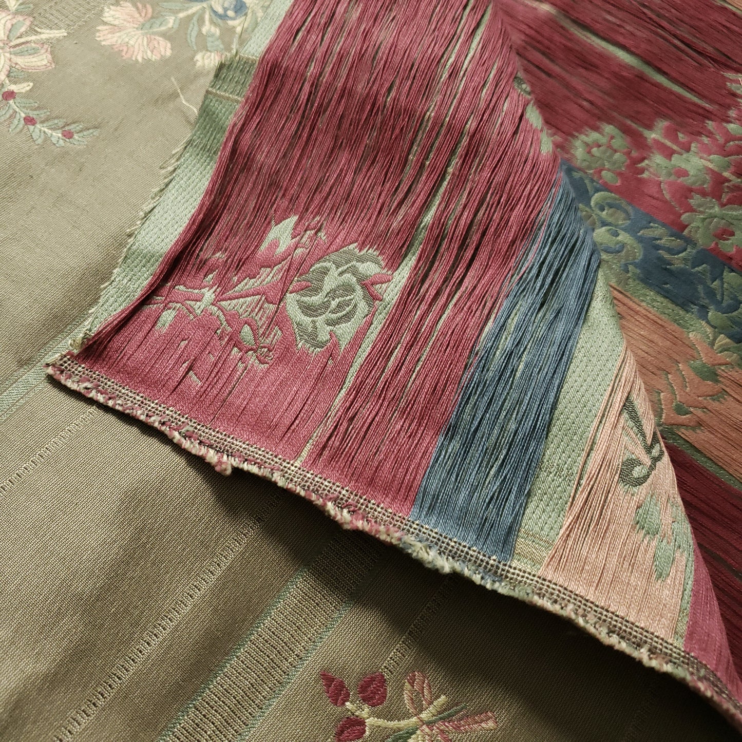 FRENCH FLORAL STRIPE OLIVE BROCADE