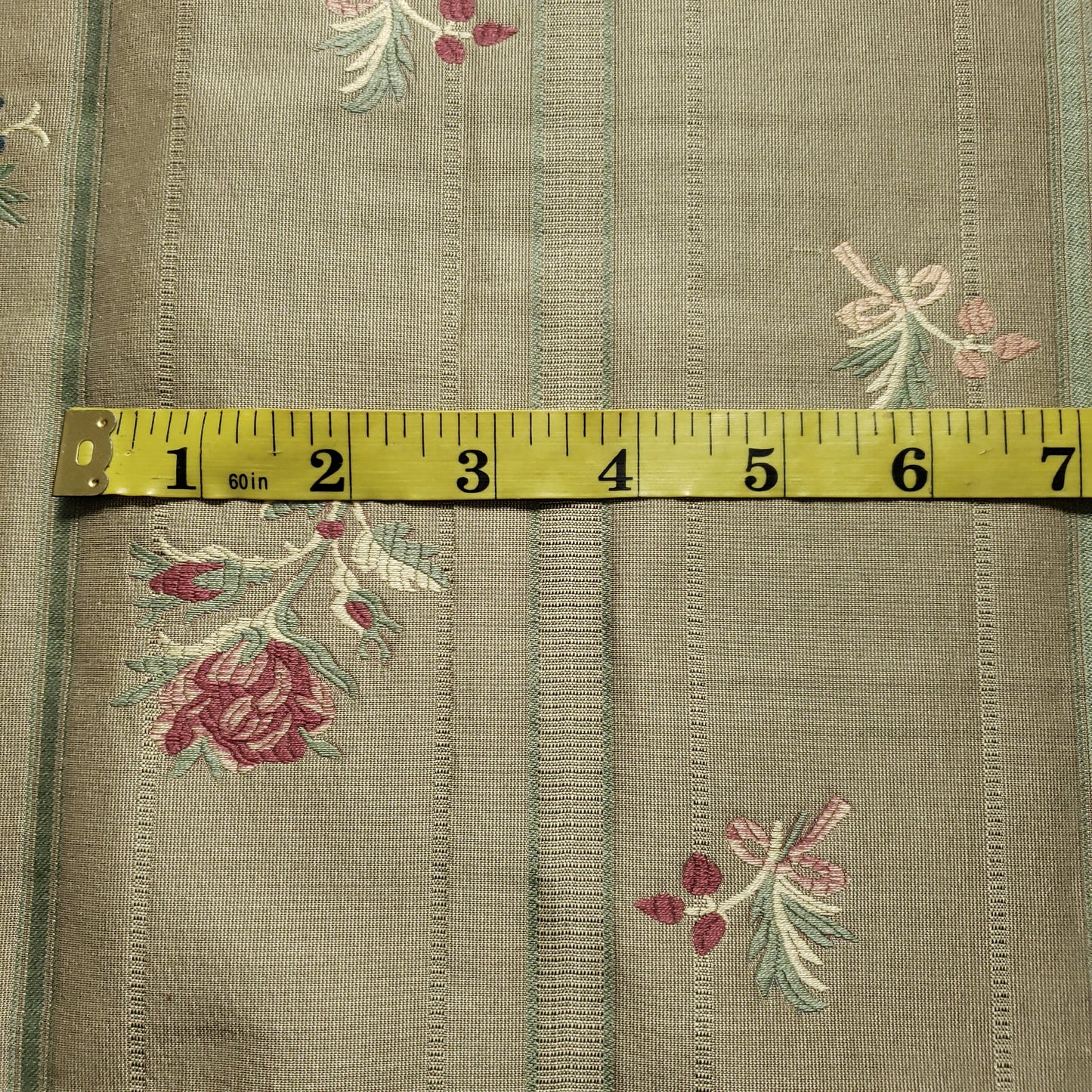 FRENCH FLORAL STRIPE OLIVE BROCADE