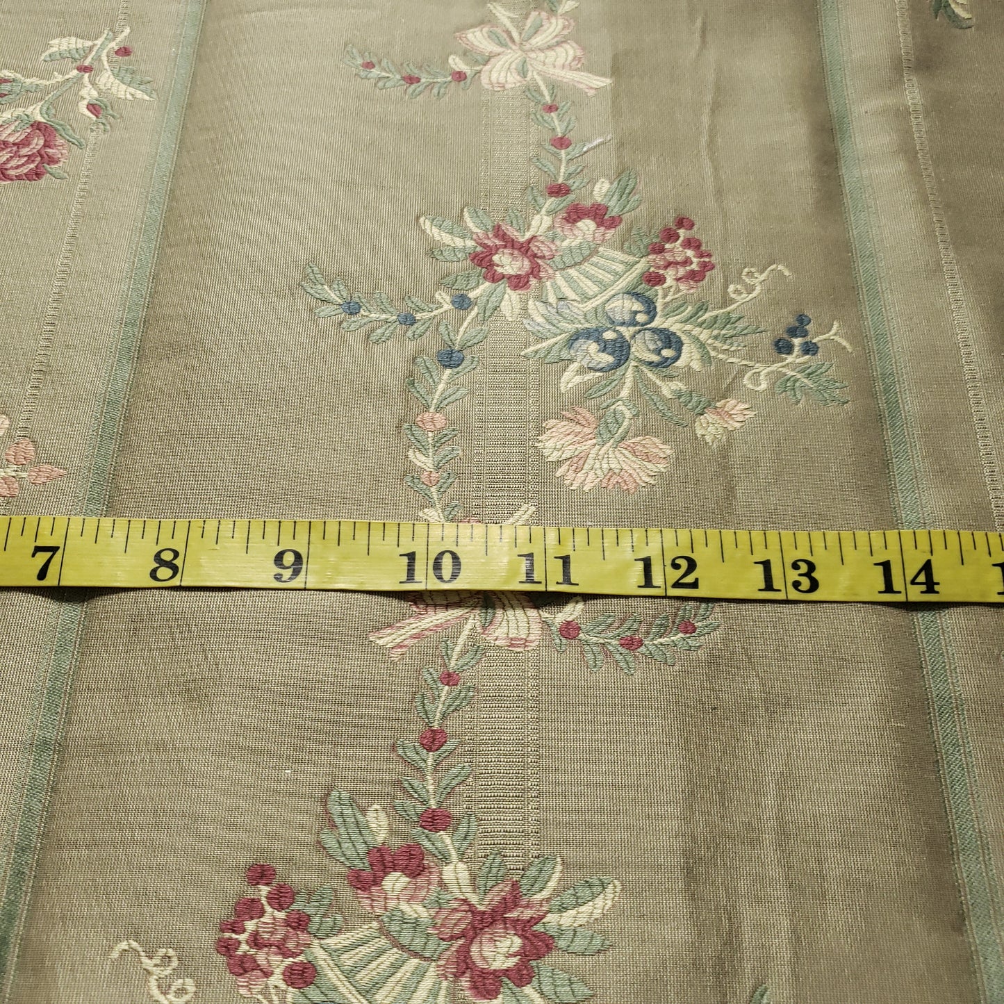 FRENCH FLORAL STRIPE OLIVE BROCADE