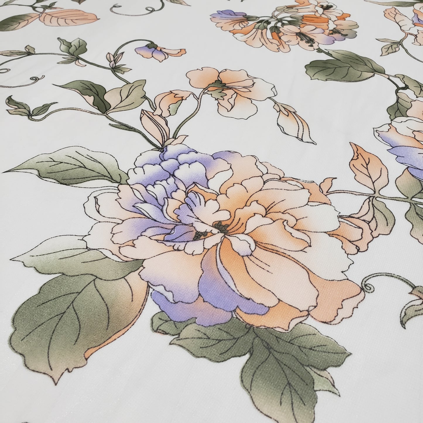 WATERCOLOR PEONE CHIFFON WHITE