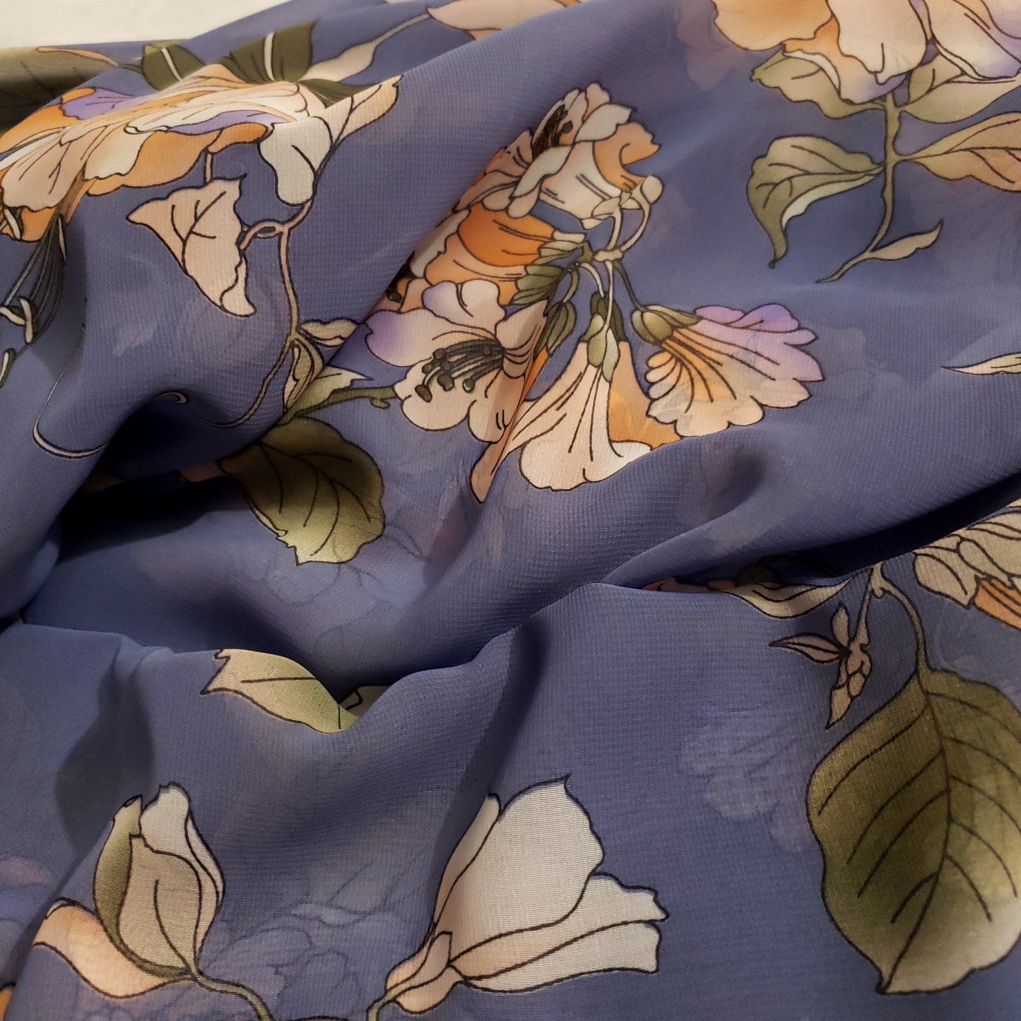 WATERCOLOR PEONE CHIFFON BLUE