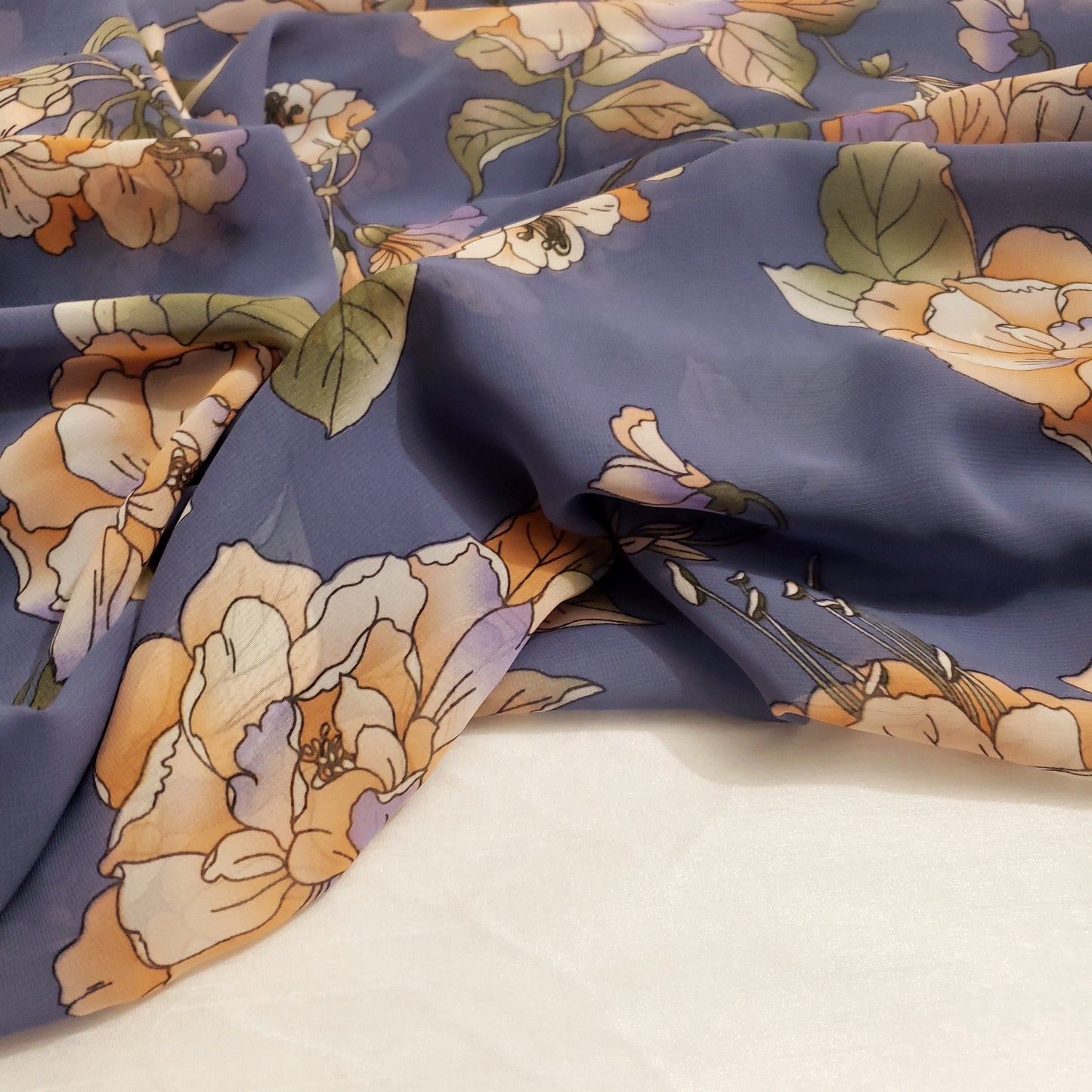 WATERCOLOR PEONE CHIFFON BLUE