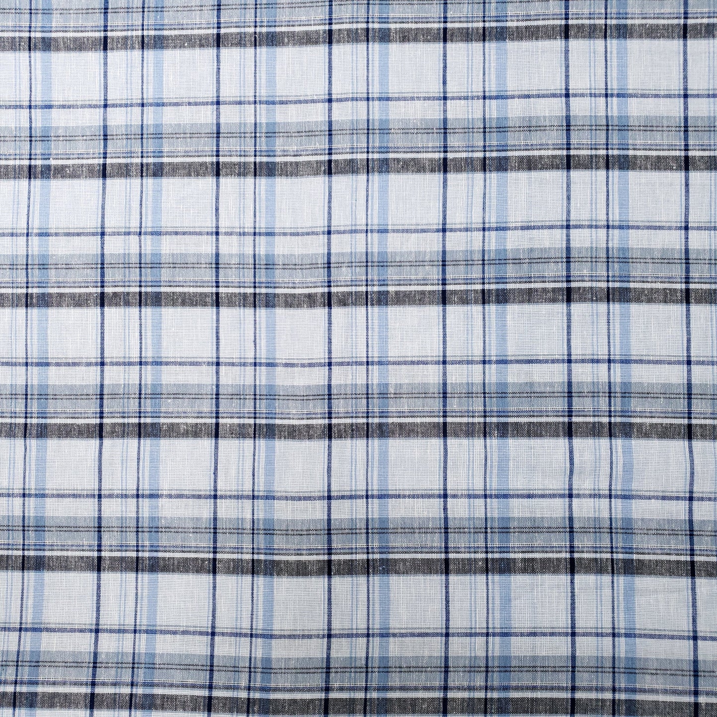 COTTON LINEN TARTAN BLUE