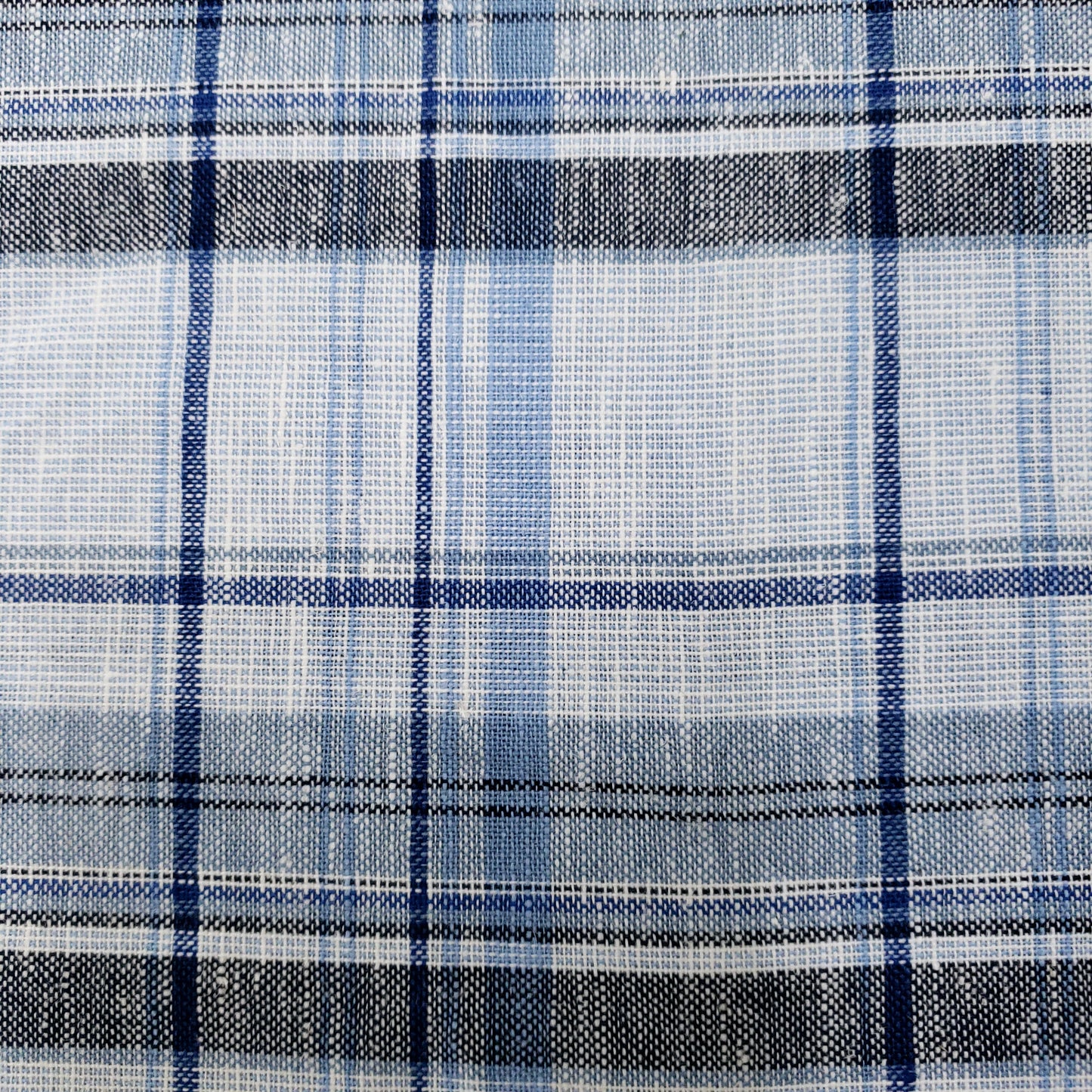 COTTON LINEN TARTAN BLUE
