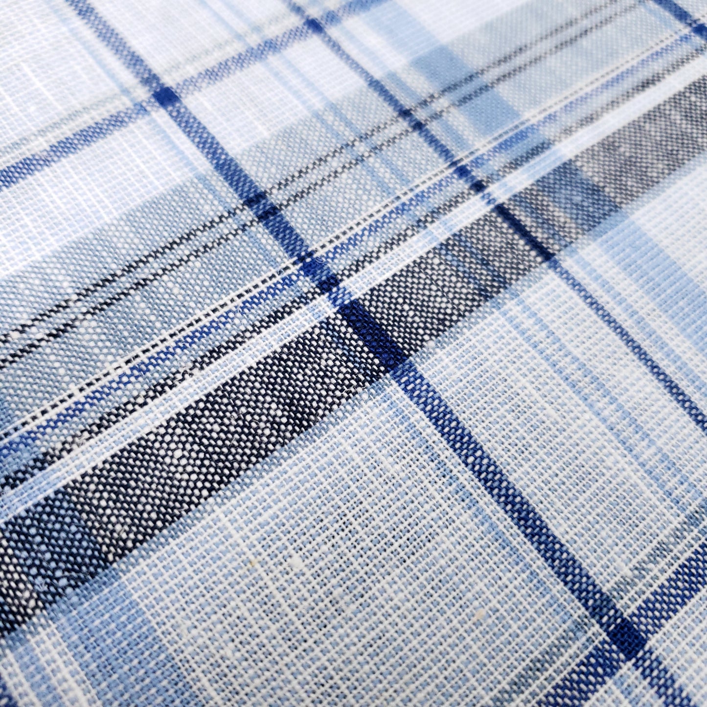 COTTON LINEN TARTAN BLUE