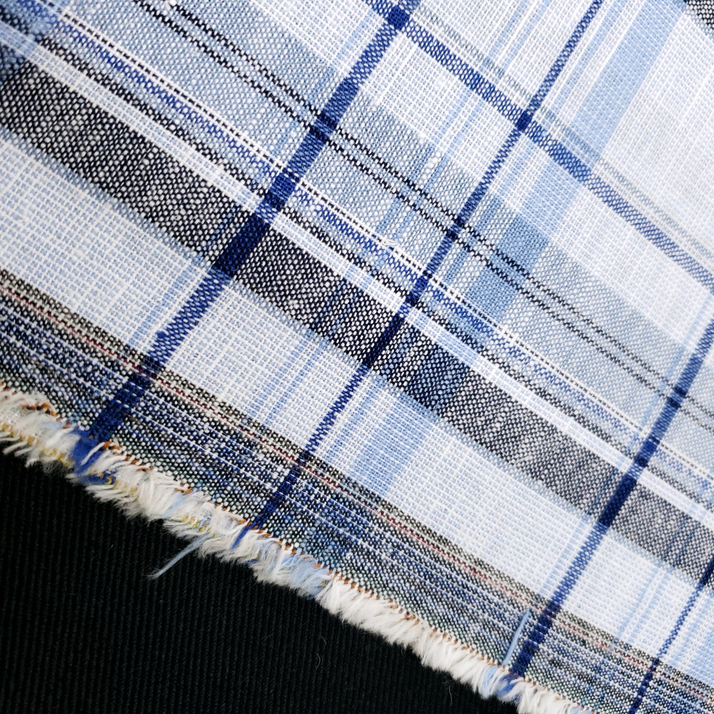 COTTON LINEN TARTAN BLUE
