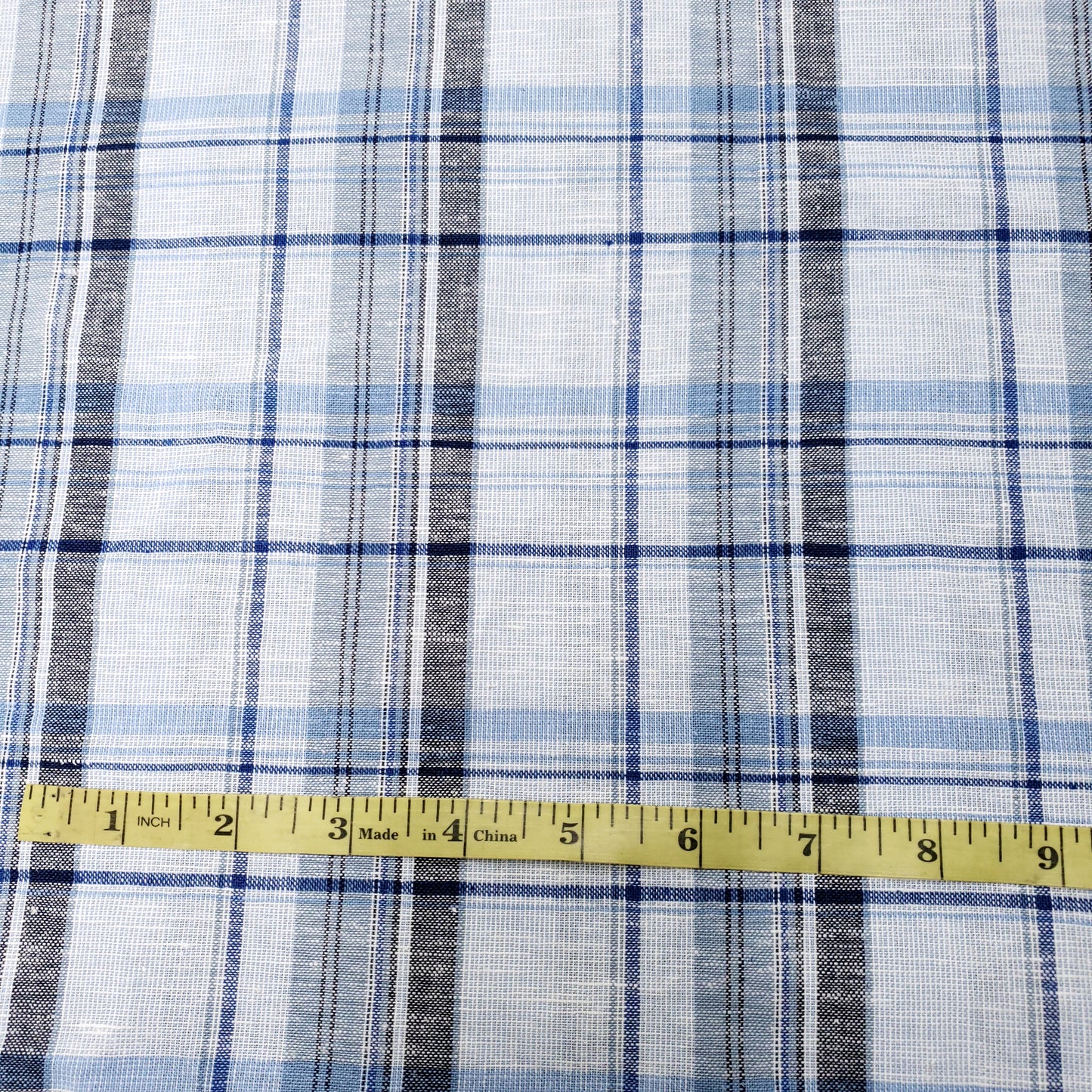 COTTON LINEN TARTAN BLUE