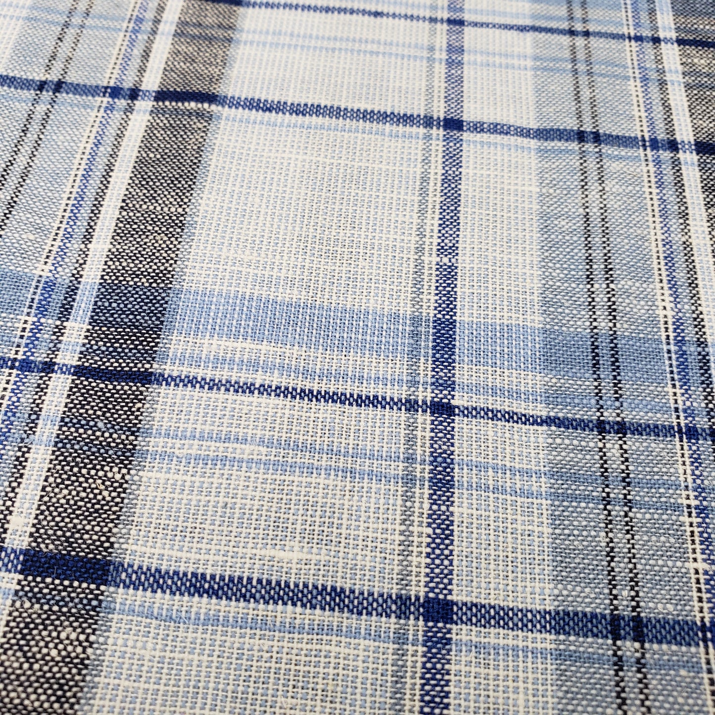 COTTON LINEN TARTAN BLUE