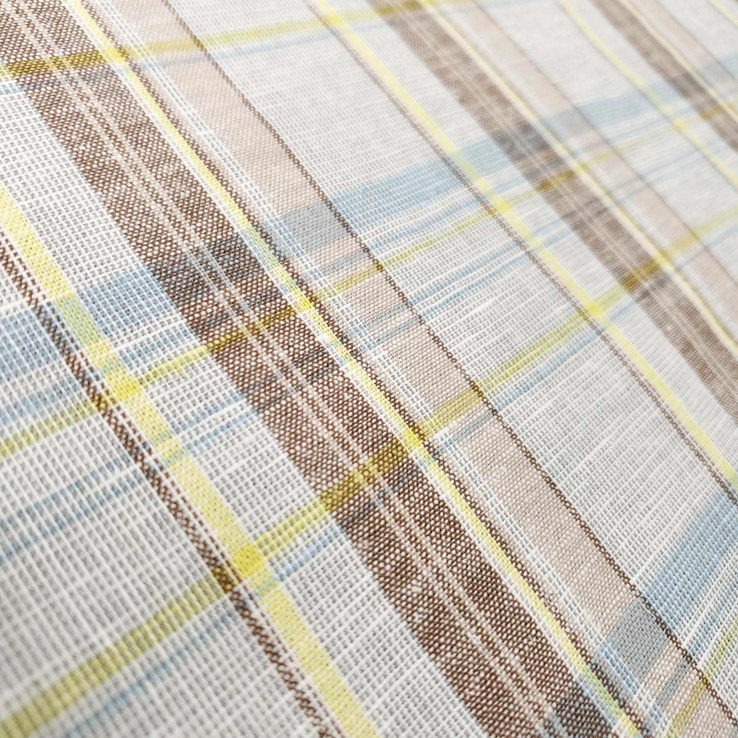 COTTON LINEN TARTAN BROWN