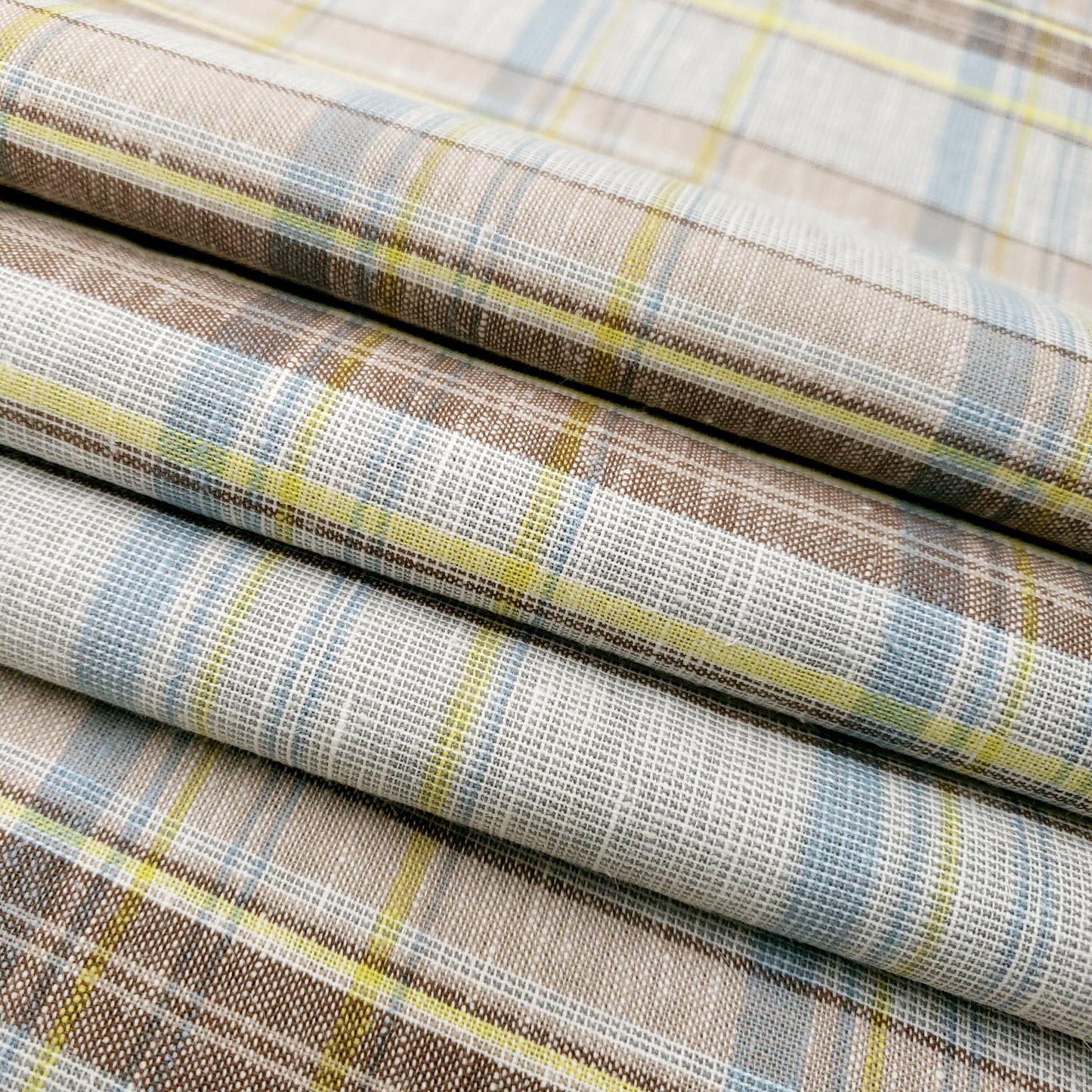 COTTON LINEN TARTAN BROWN