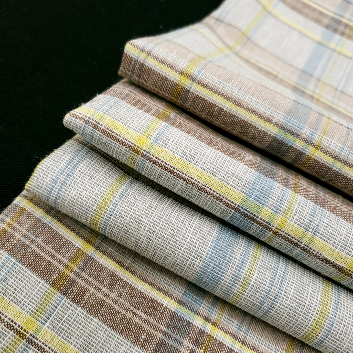 COTTON LINEN TARTAN BROWN