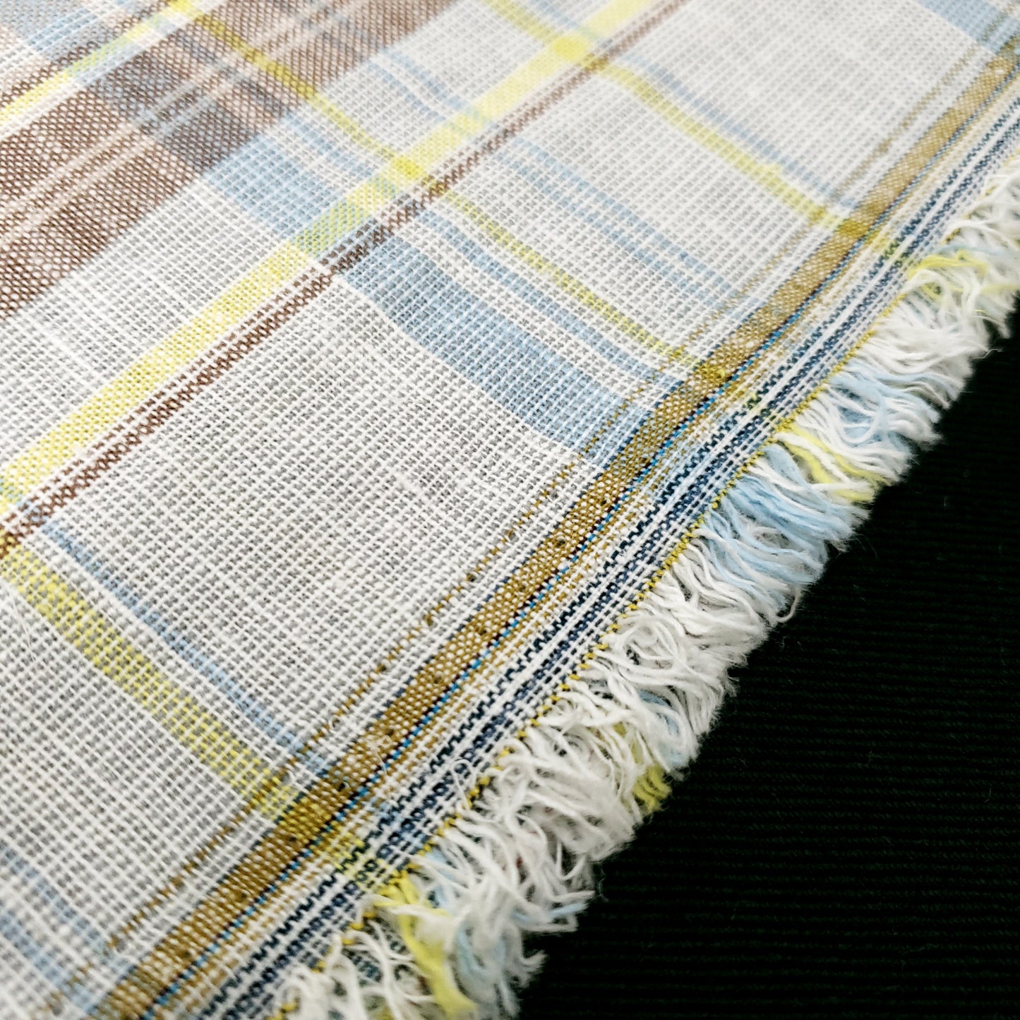 COTTON LINEN TARTAN BROWN