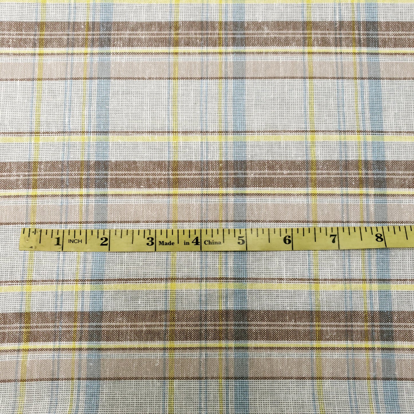 COTTON LINEN TARTAN BROWN