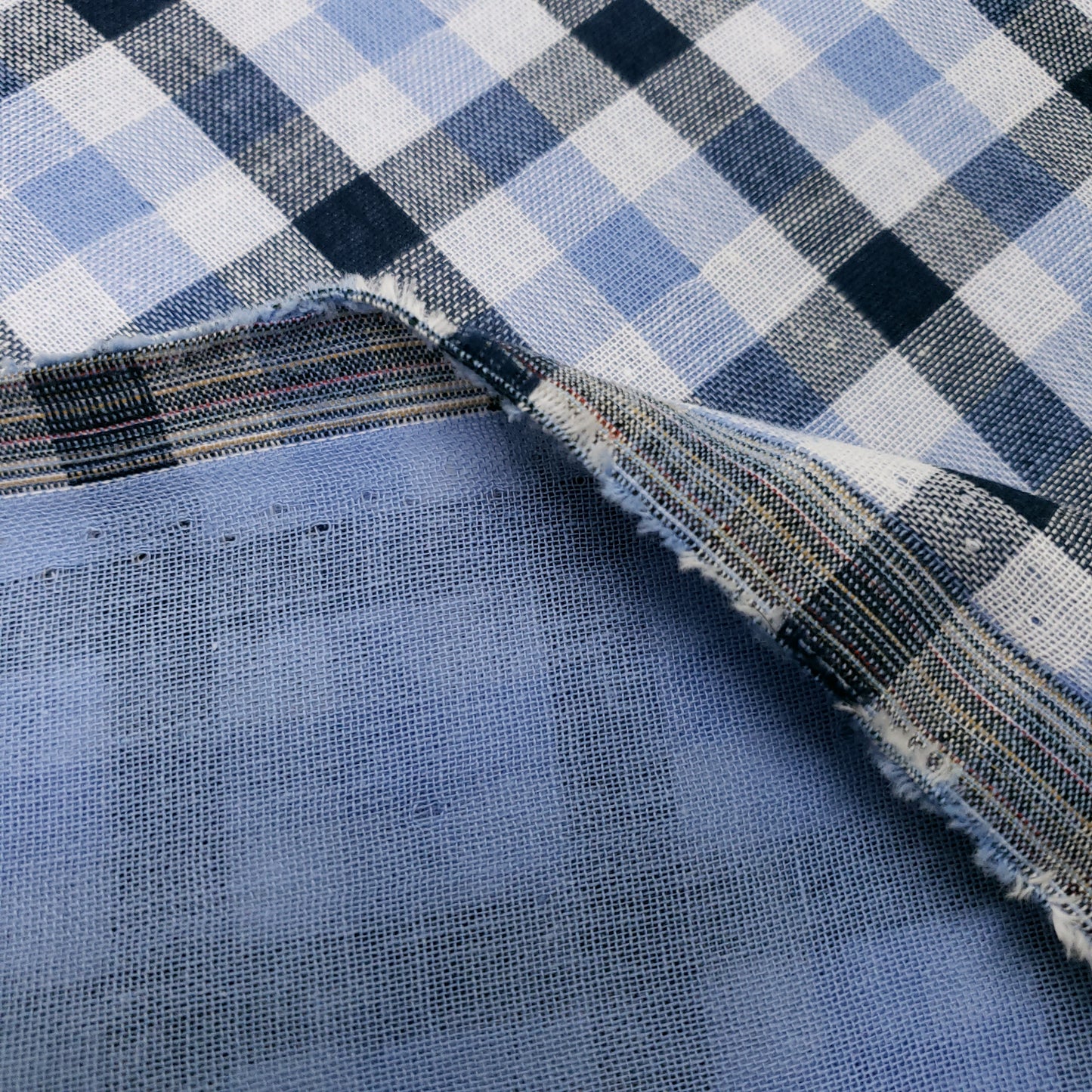 PRE-LINED BLUE PLAID SHIRTING